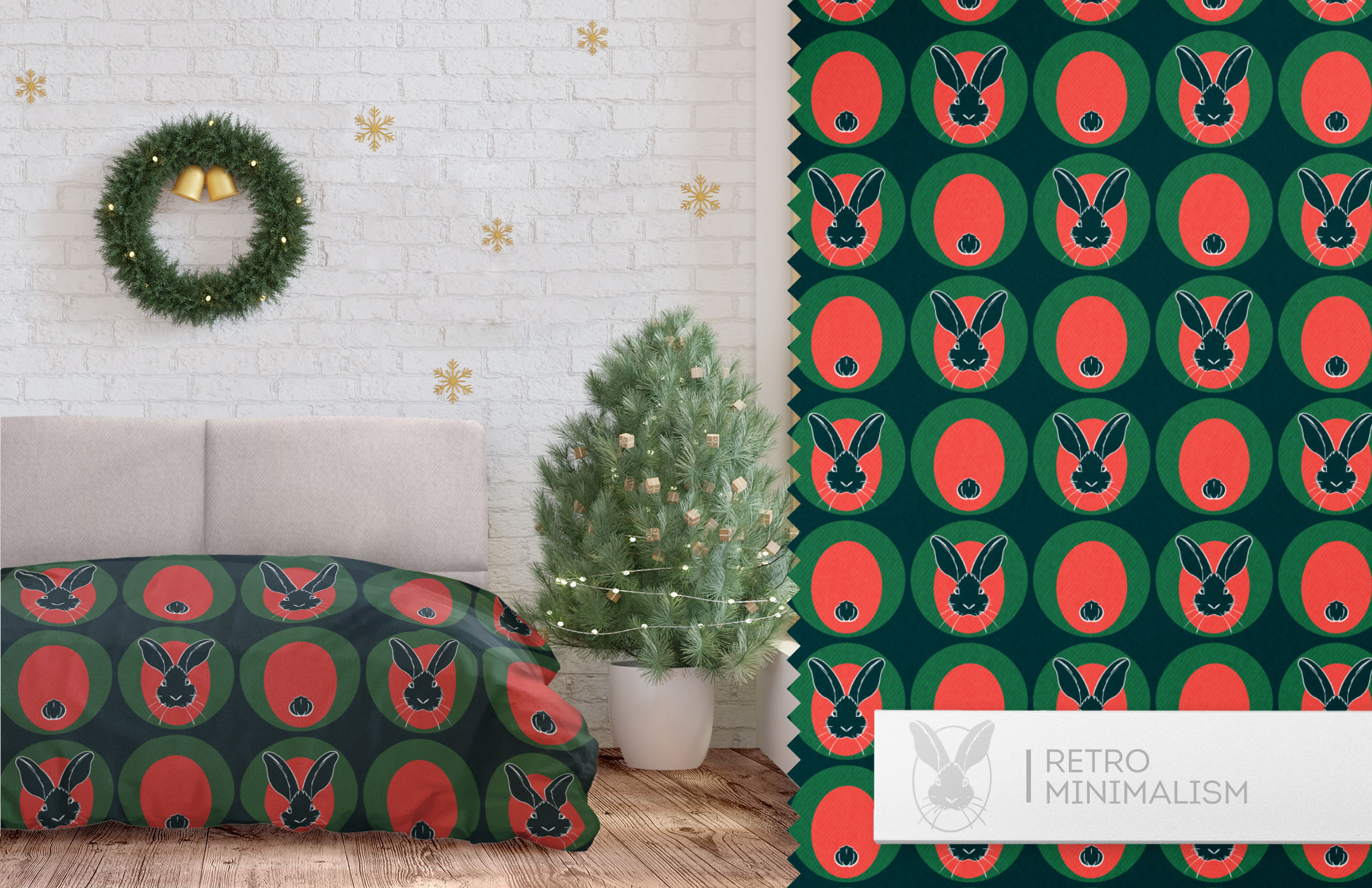 Rabbit in retro style. Collection of seamless patterns — Изображение №4 — Графика на Dprofile