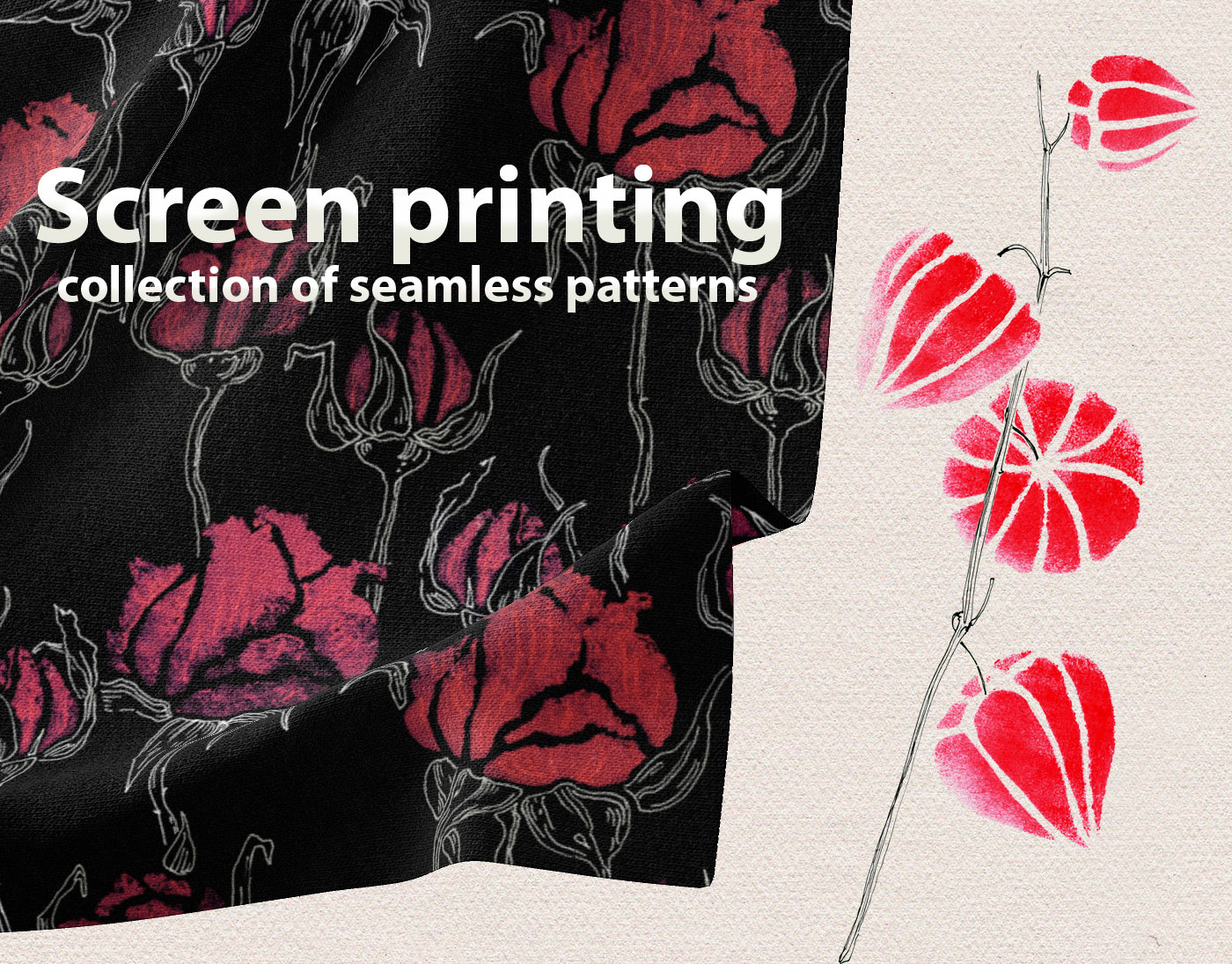 Screen printing. Seamless patterns — Изображение №1 — Графика на Dprofile