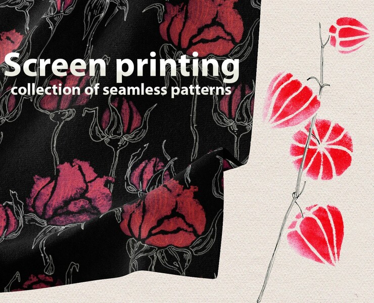 Screen printing. Seamless patterns — Графика на Dprofile