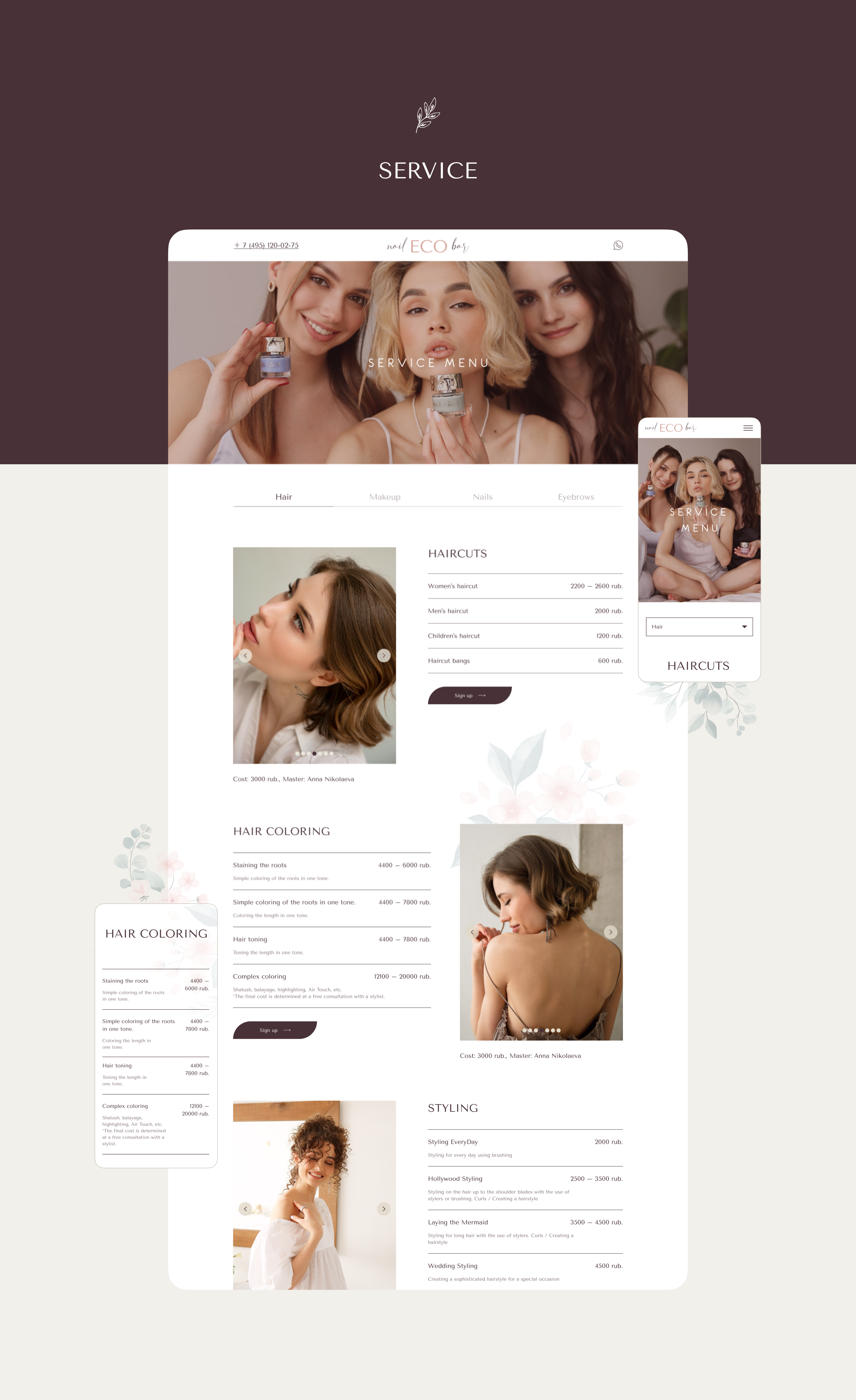 Eco Nail Bar UI/UX Design for beauty studio — Изображение №10 — Интерфейсы на Dprofile