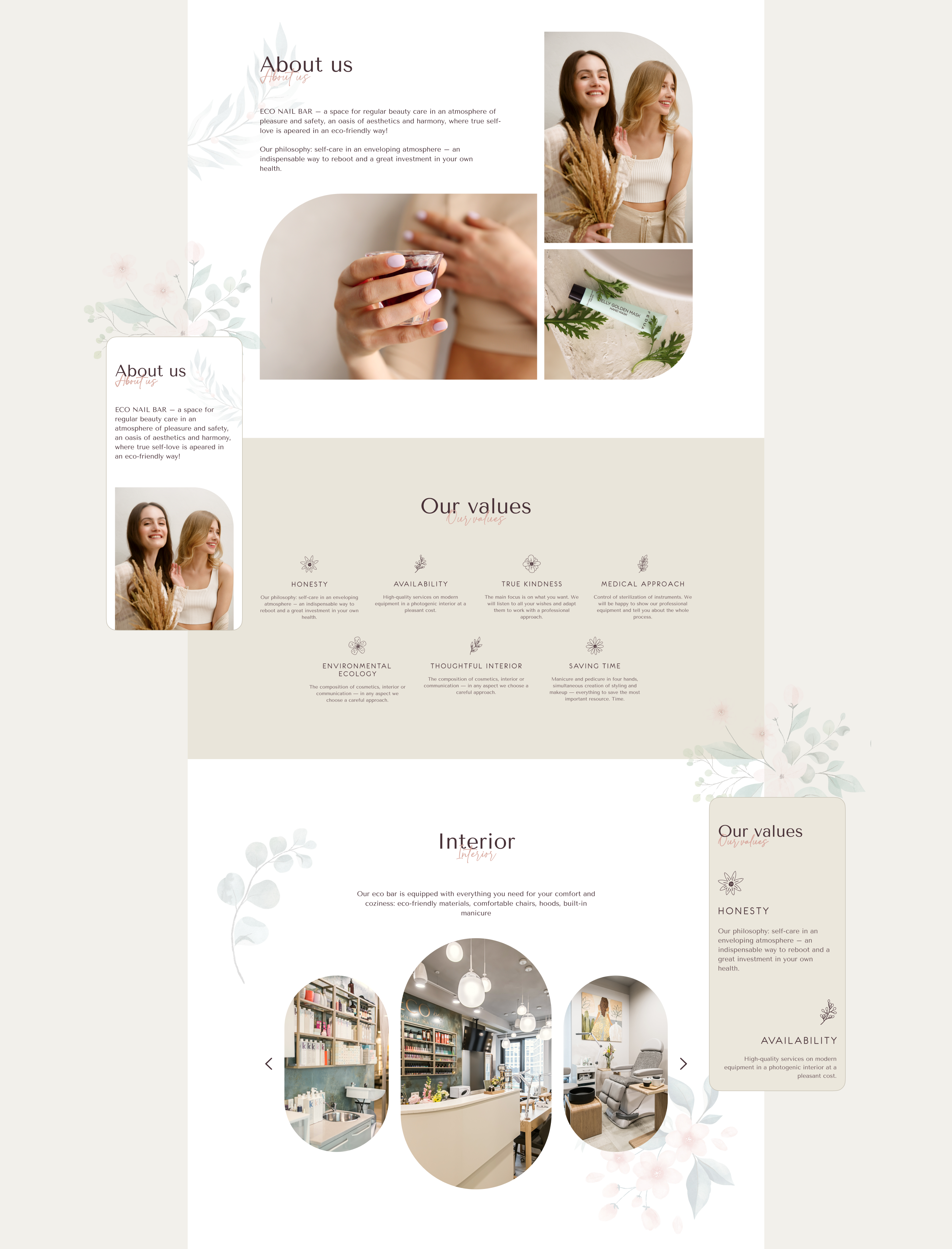 Eco Nail Bar UI/UX Design for beauty studio — Изображение №4 — Интерфейсы на Dprofile