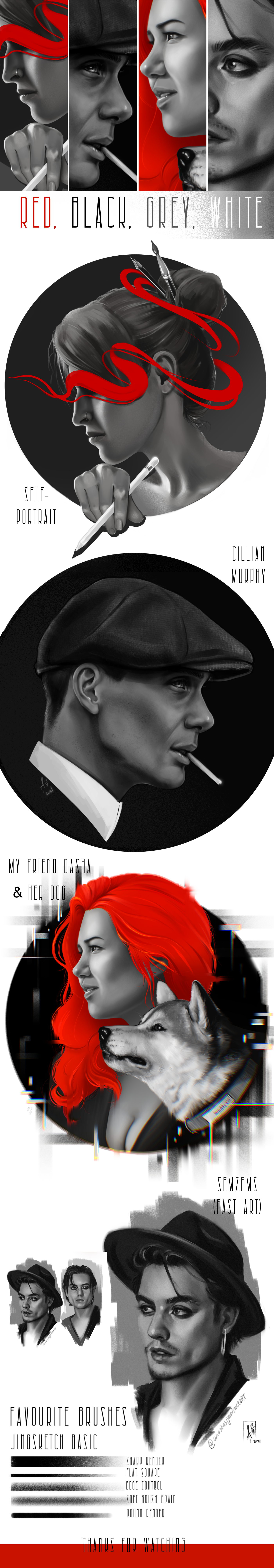 Подборка портретов «red, black, grey, white” — Изображение №1 — Иллюстрация, Графика на Dprofile