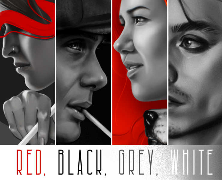Подборка портретов «red, black, grey, white” — Иллюстрация, Графика на Dprofile