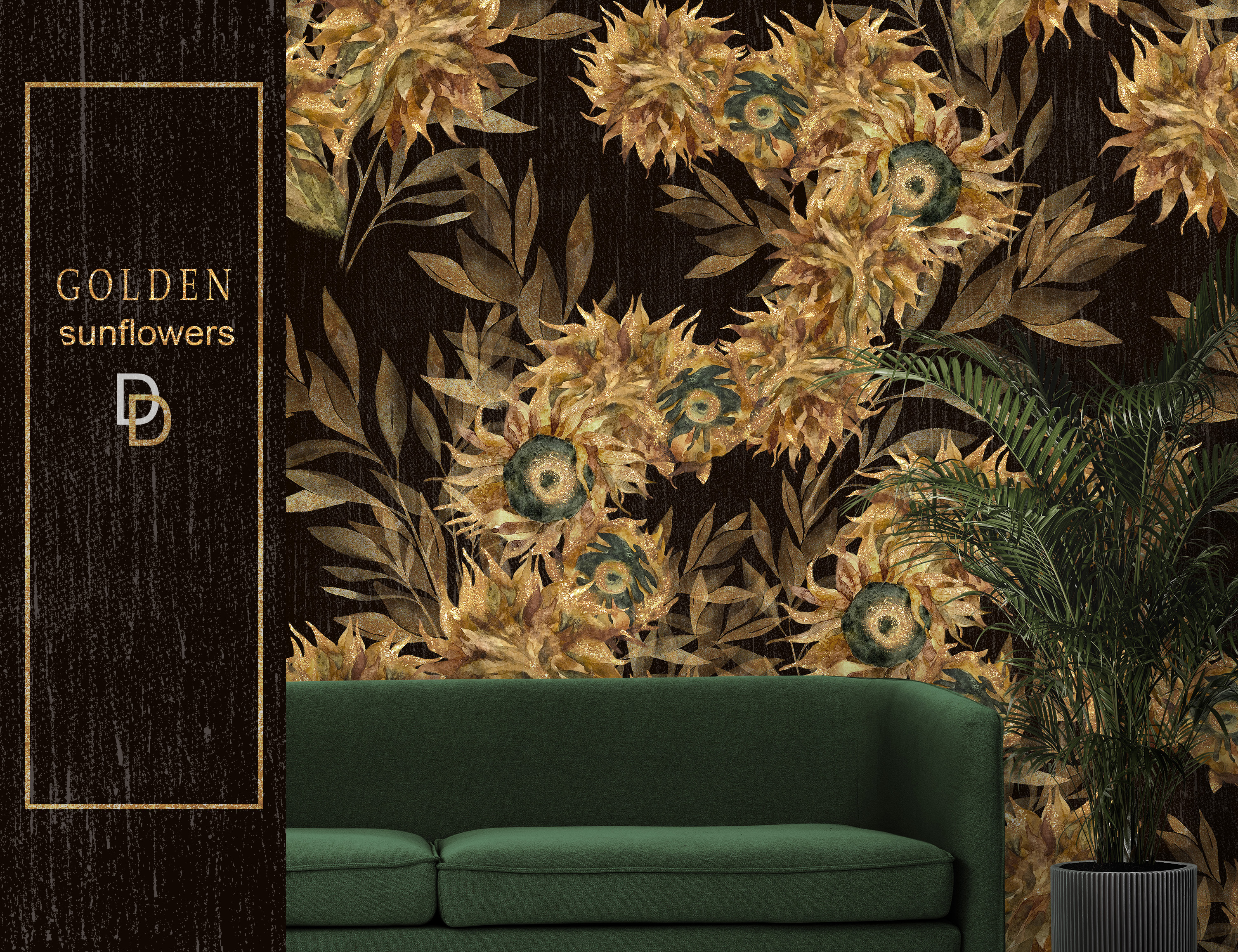 Golden sunflowers Бесшовный паттерн — Изображение №7 — Иллюстрация, Графика на Dprofile
