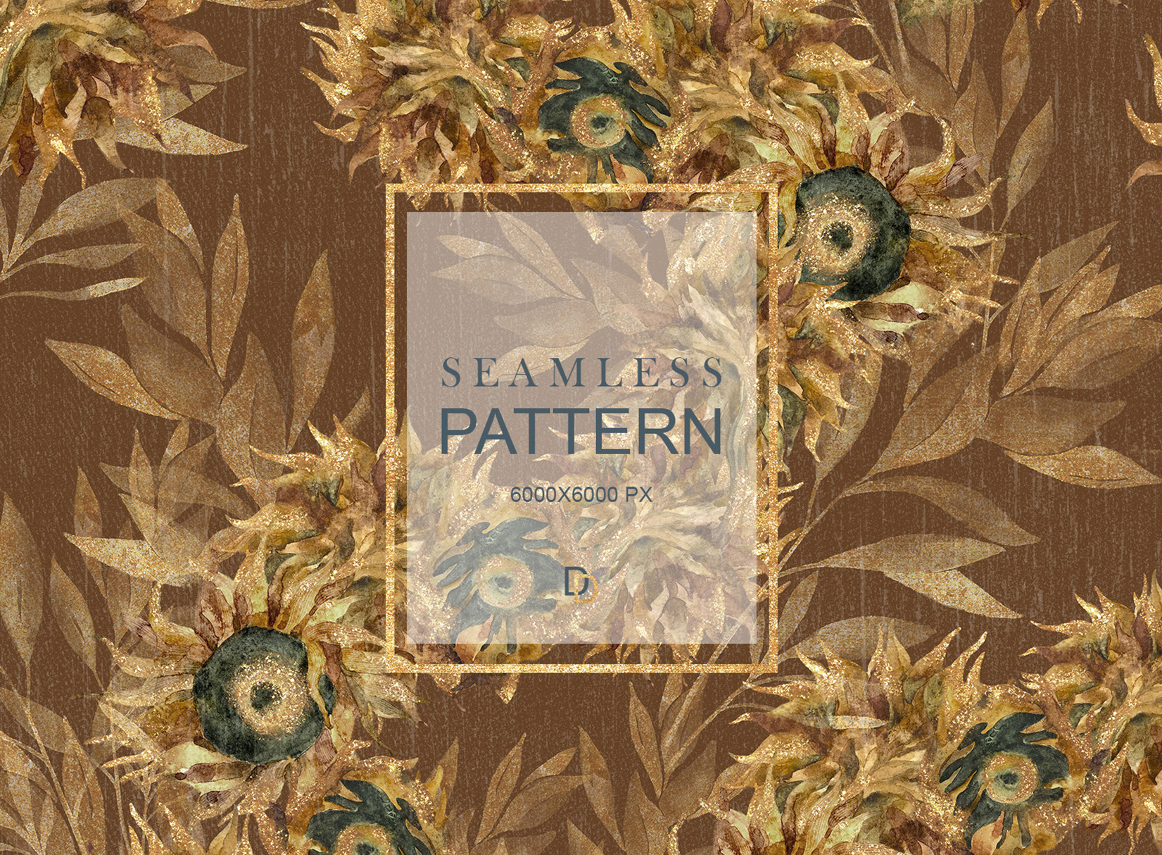 Golden sunflowers Бесшовный паттерн — Изображение №9 — Иллюстрация, Графика на Dprofile