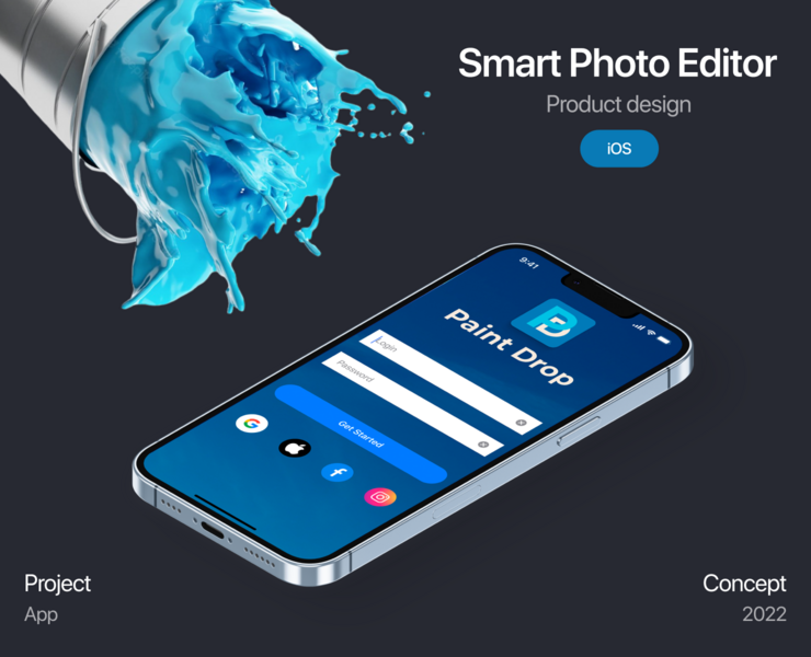 Concept of a mobile photo editor app "Paint Drop" на Dprofile