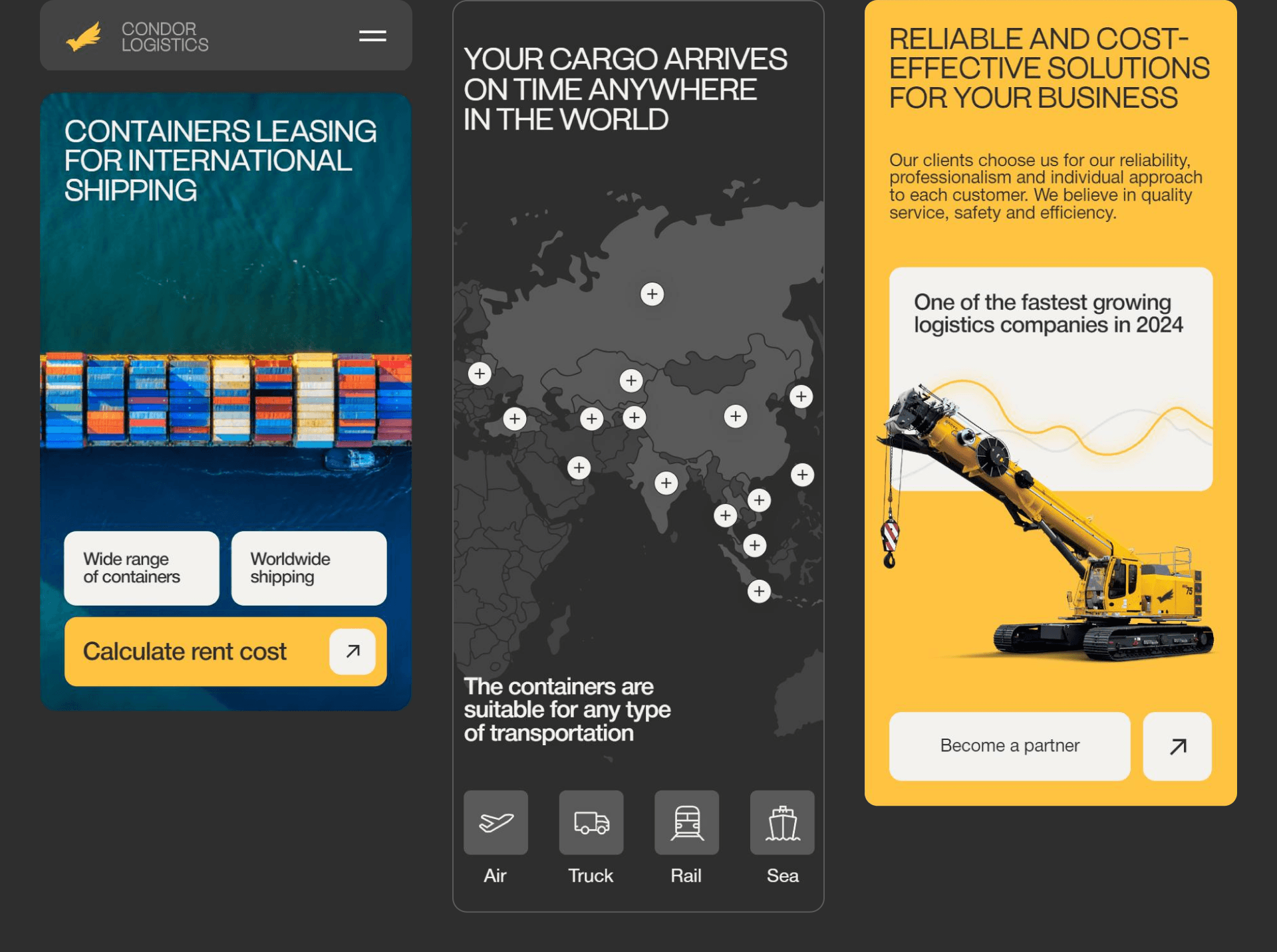 CONDOR LOGISTICS — Изображение №14 — Интерфейсы, Брендинг на Dprofile