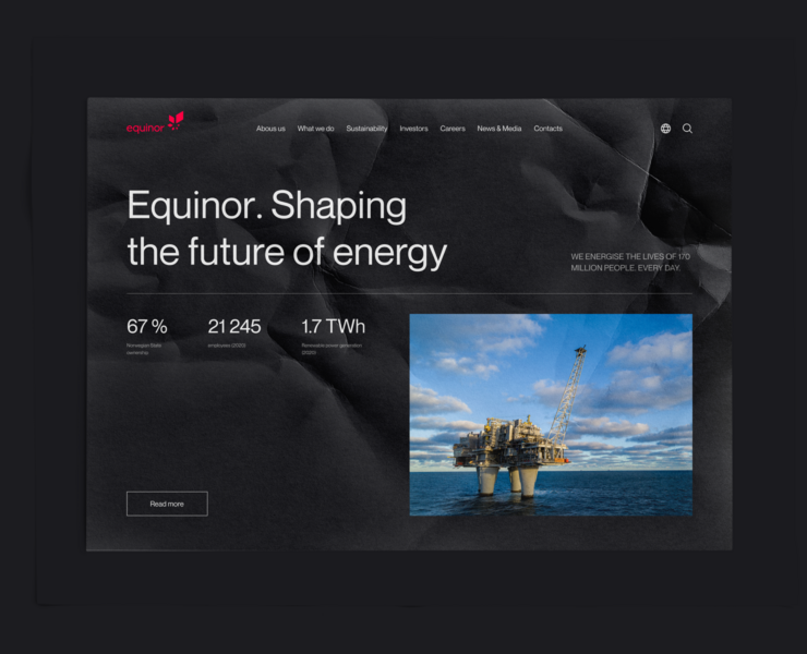 Equinor ASA — Corporate website — Интерфейсы, Брендинг на Dprofile