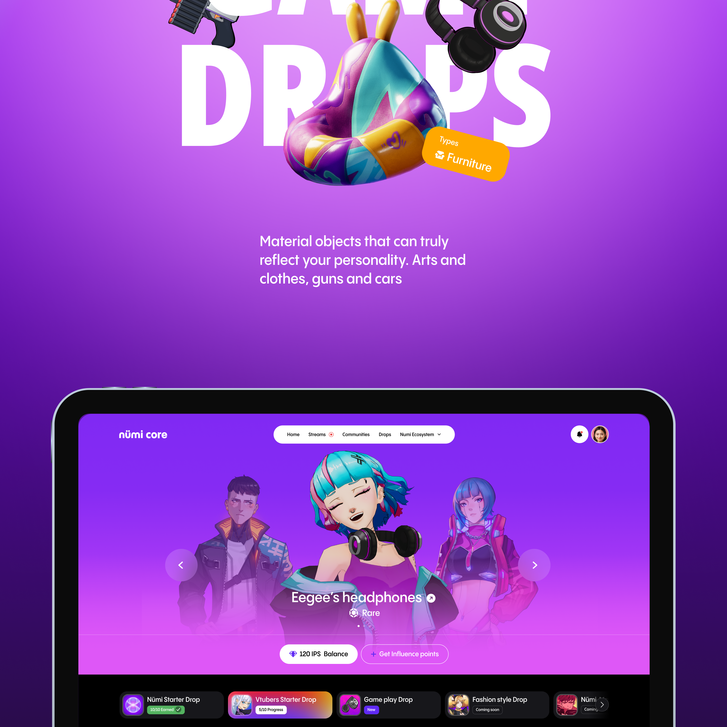 Nümi Core | Streaming, Сommunities, In-game Drops — Изображение №19 — Интерфейсы, Брендинг на Dprofile