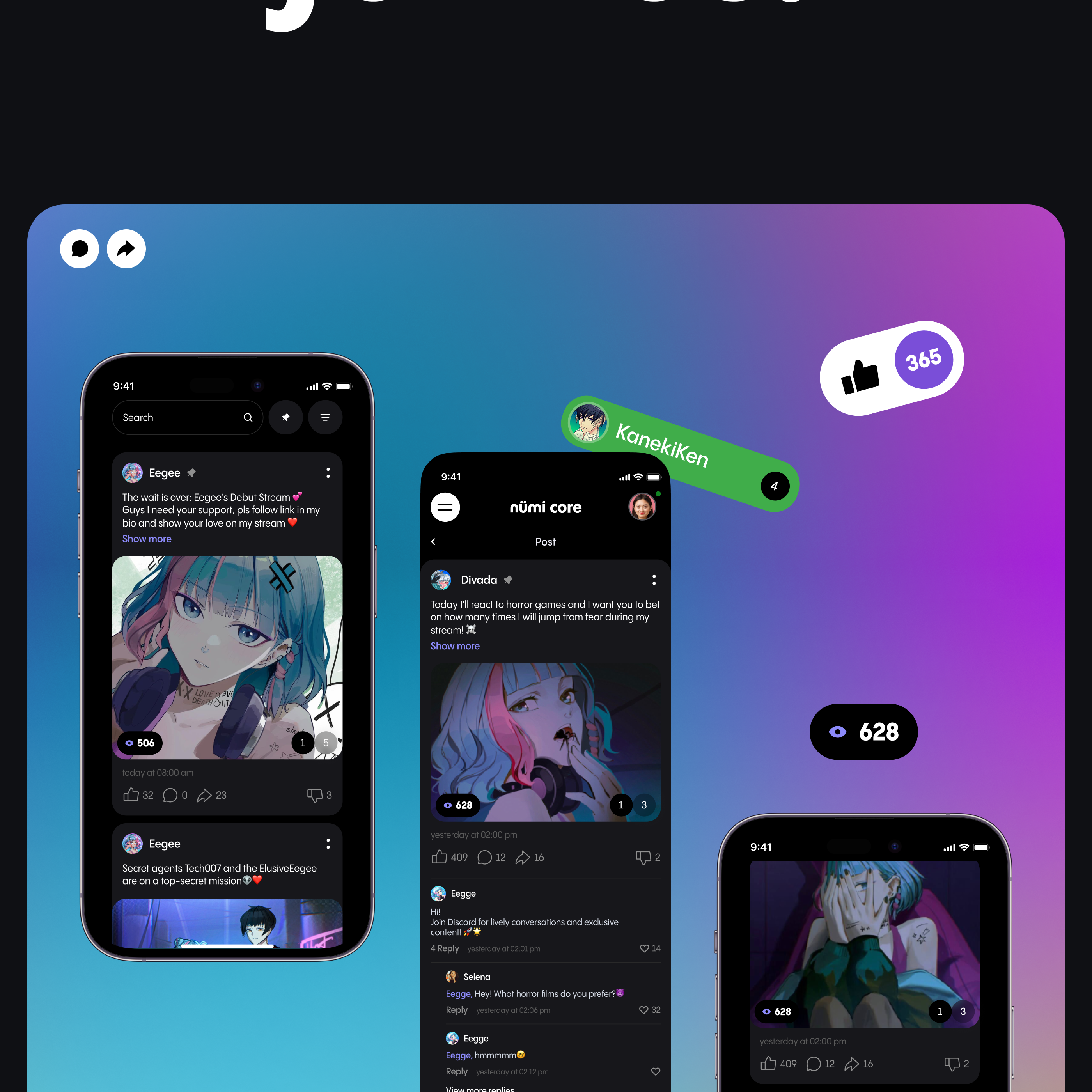 Nümi Core | Streaming, Сommunities, In-game Drops — Изображение №30 — Интерфейсы, Брендинг на Dprofile