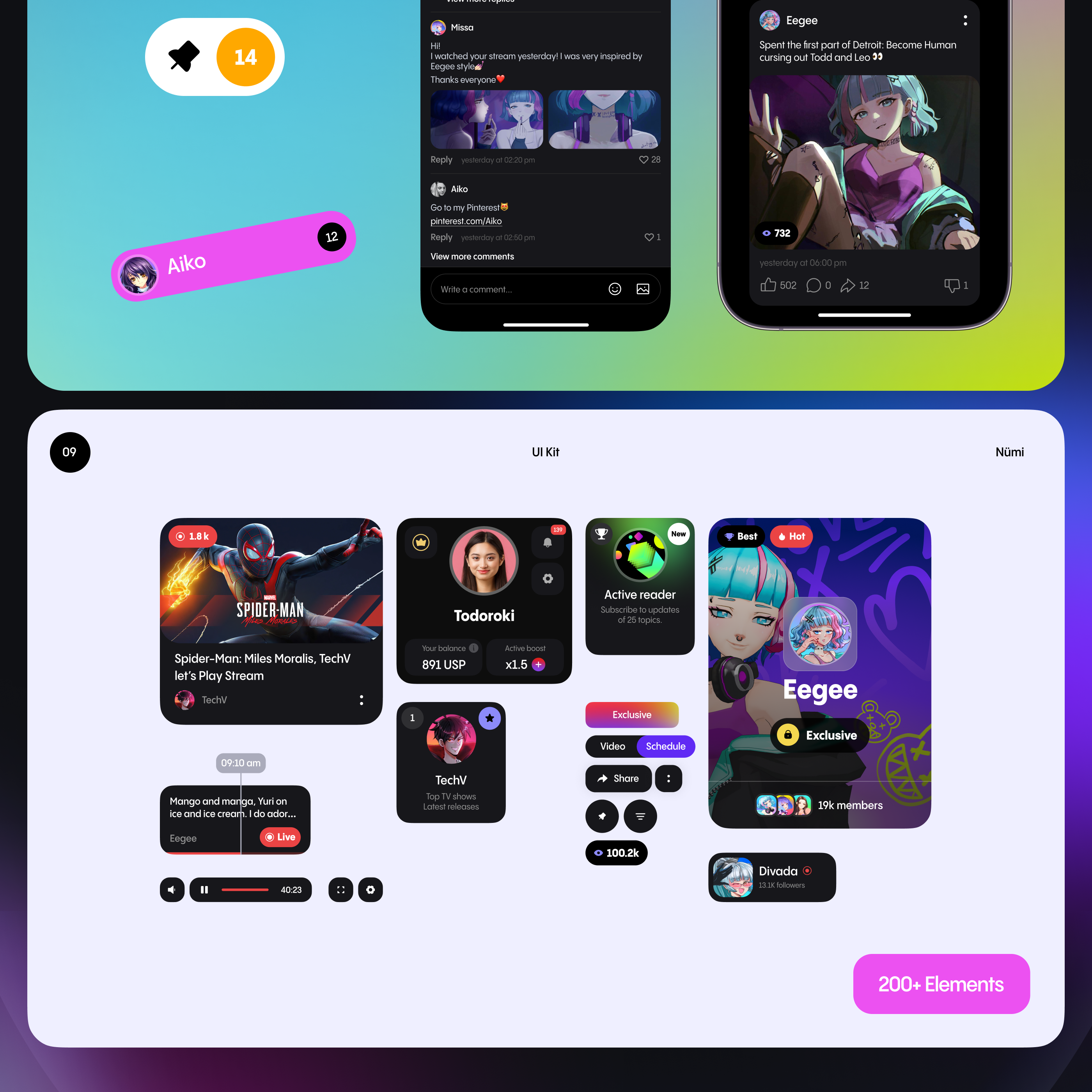 Nümi Core | Streaming, Сommunities, In-game Drops — Изображение №31 — Интерфейсы, Брендинг на Dprofile
