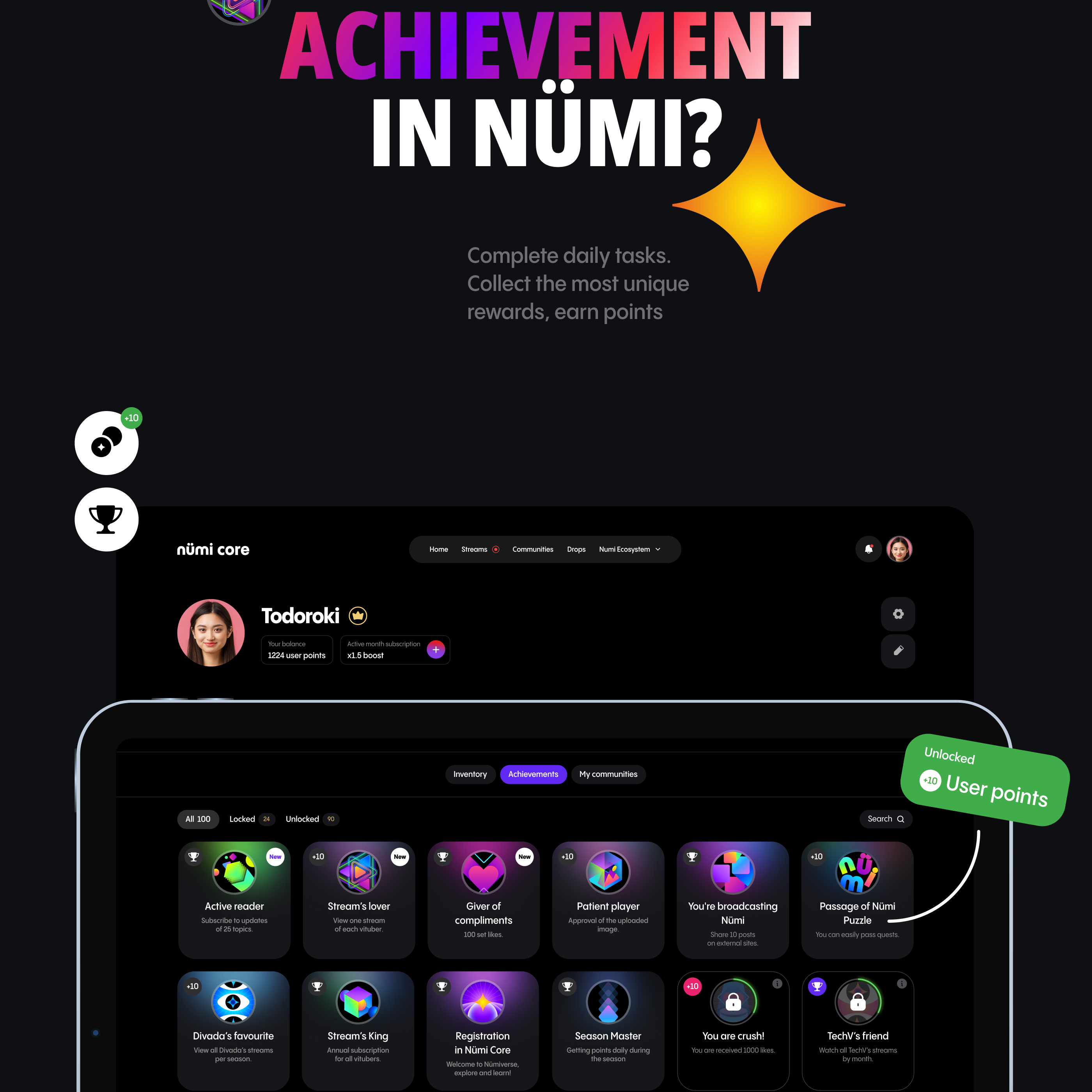 Nümi Core | Streaming, Сommunities, In-game Drops — Изображение №9 — Интерфейсы, Брендинг на Dprofile