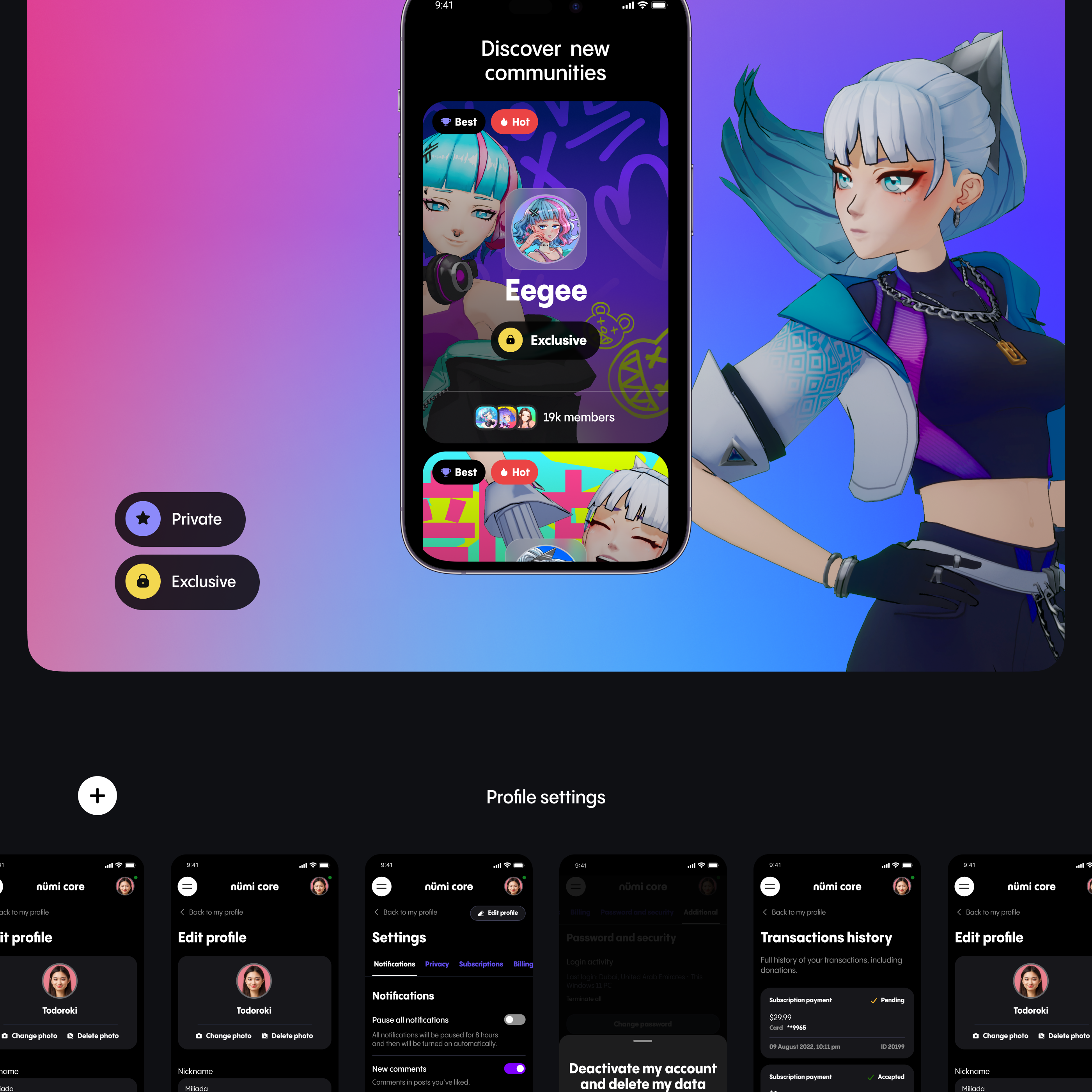 Nümi Core | Streaming, Сommunities, In-game Drops — Изображение №12 — Интерфейсы, Брендинг на Dprofile