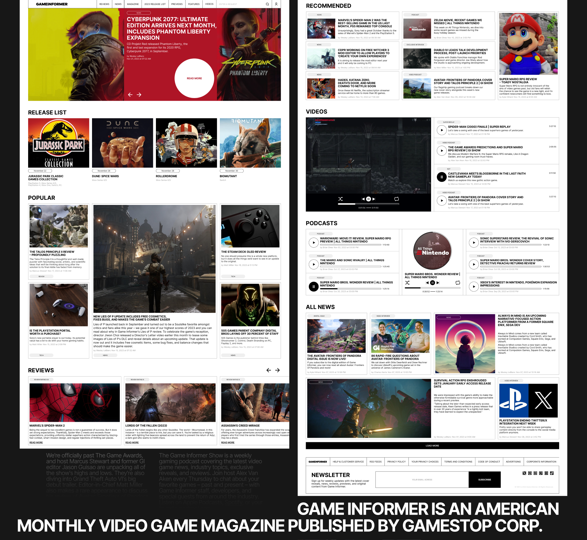 GAMEINFORMER | News website — Изображение №2 — Интерфейсы на Dprofile