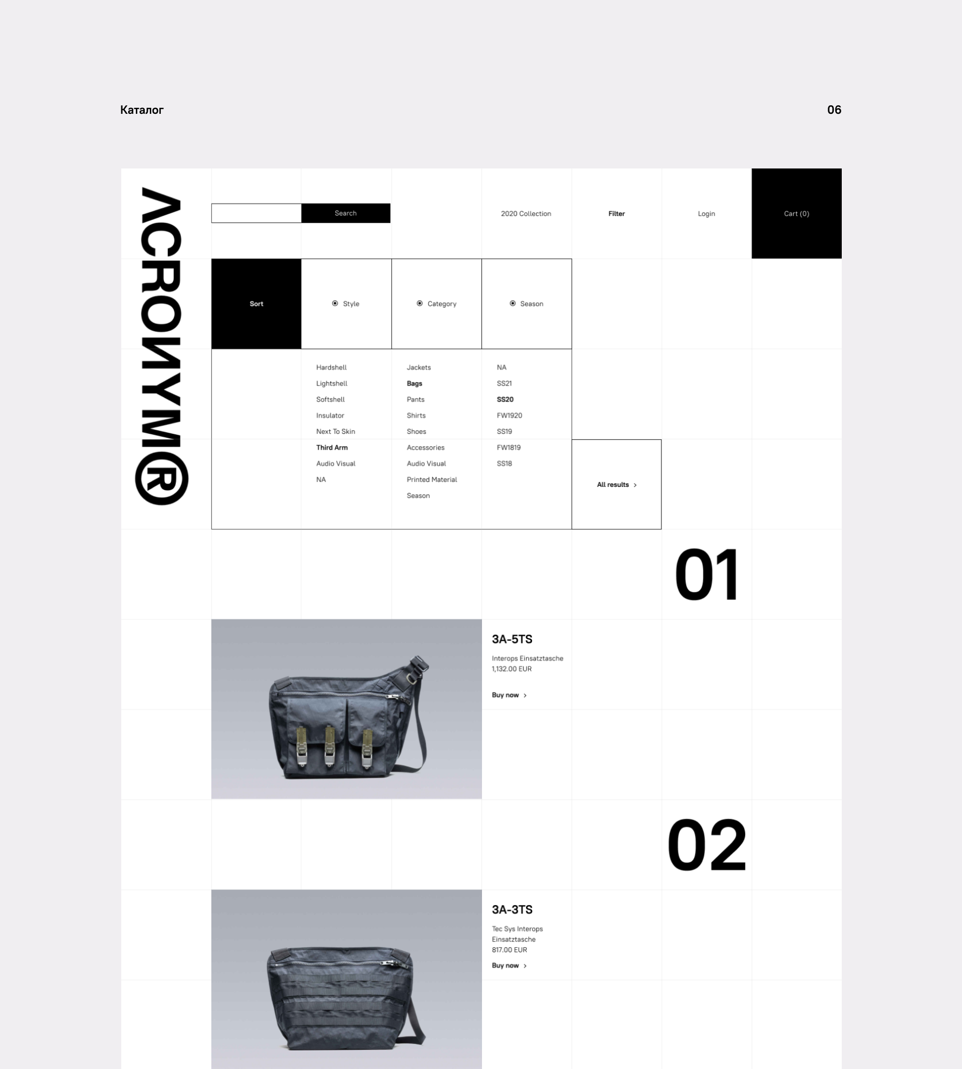 ACRONYM — Редизайн интернет магазина — Изображение №7 — Интерфейсы на Dprofile