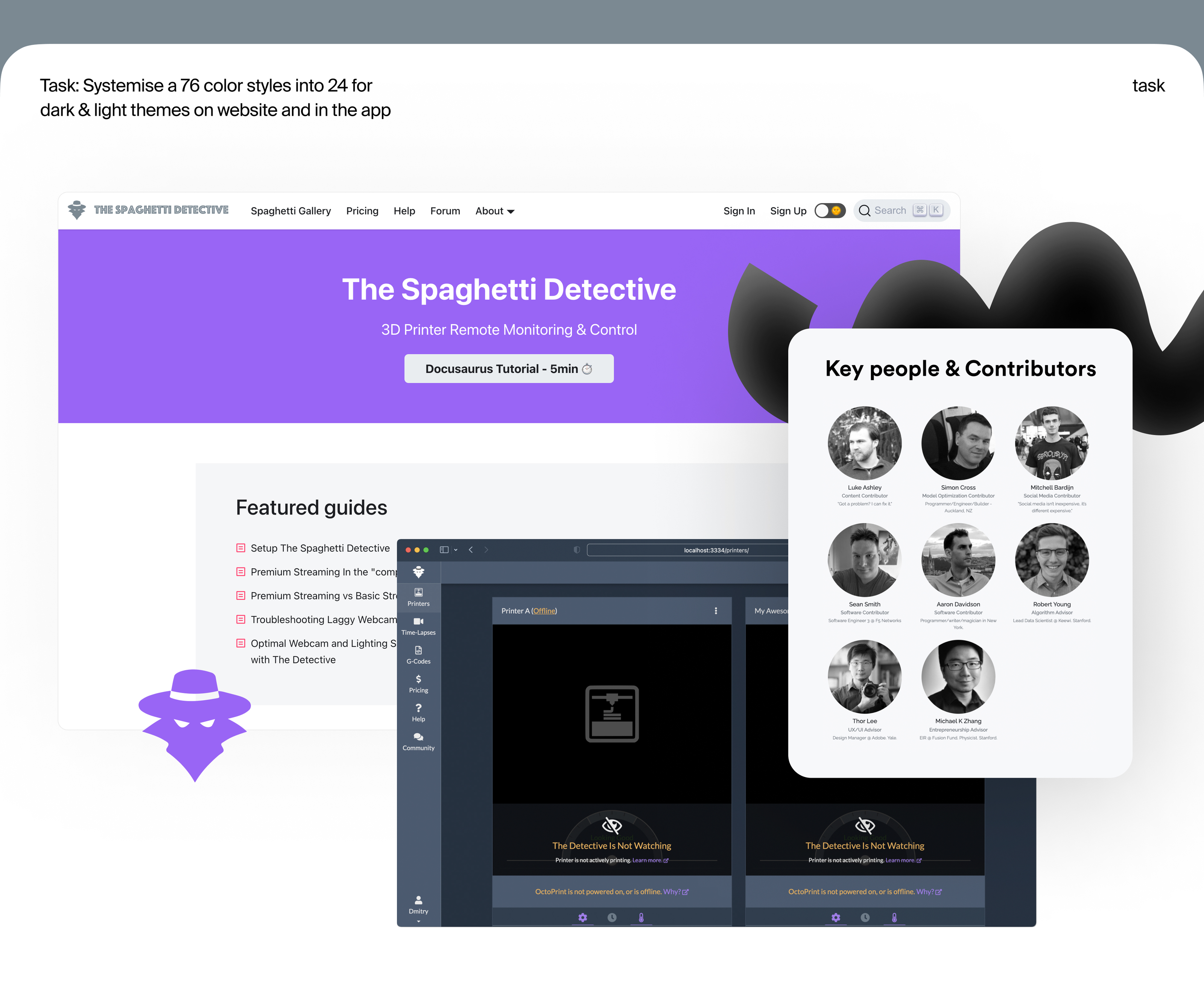 The Spaghetti Detective • Color System — Изображение №2 — Графика, Интерфейсы на Dprofile
