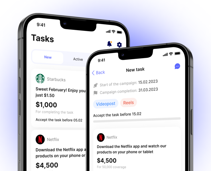 Influencer | Mobile App — Интерфейсы на Dprofile