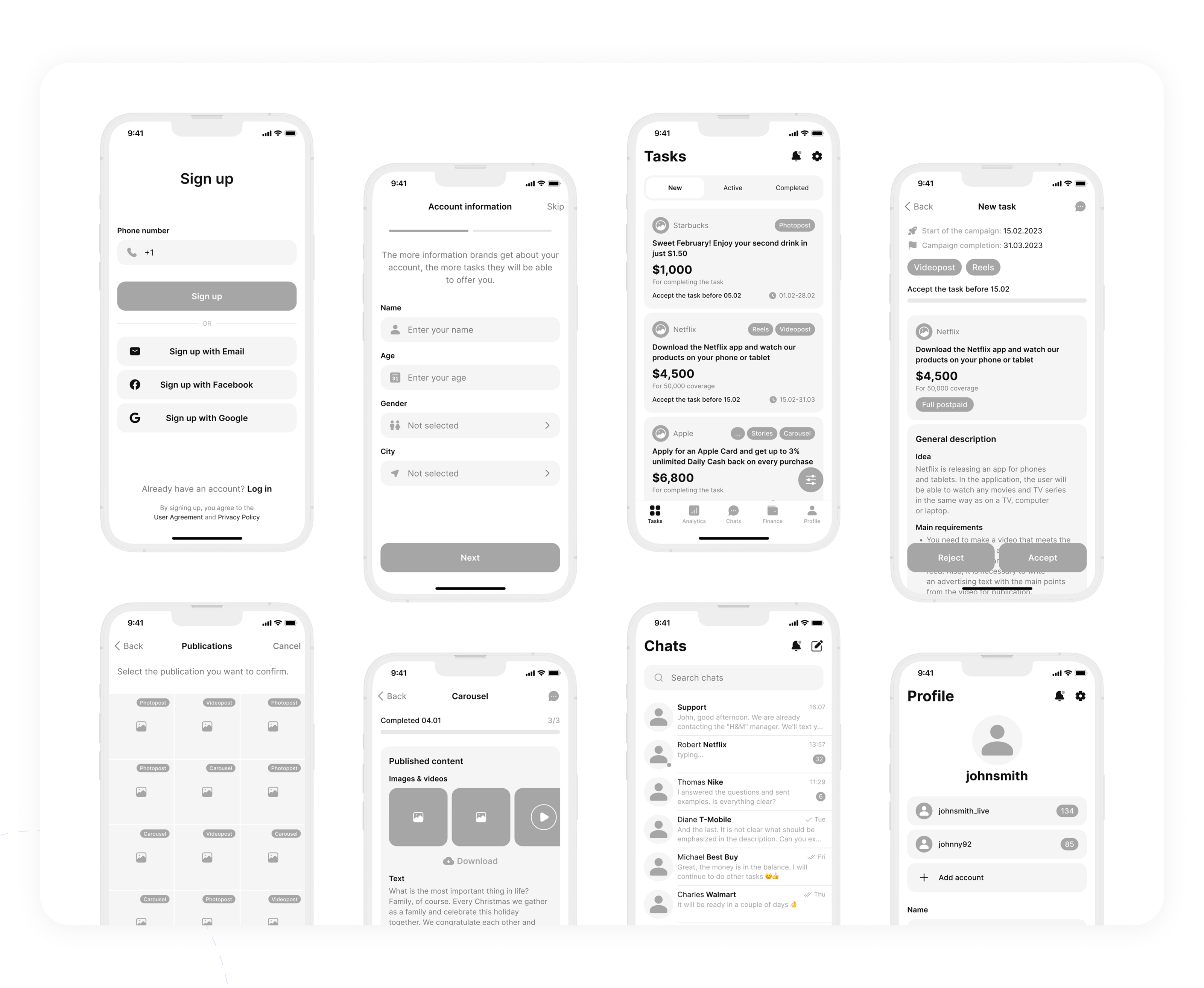 Influencer | Mobile App — Изображение №8 — Интерфейсы на Dprofile