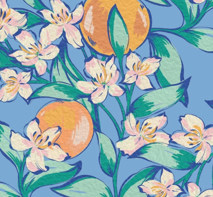 ORANGE GARDEN botanical tropical pattern. Ботанический узор — Изображение №4 — Иллюстрация, Графика на Dprofile