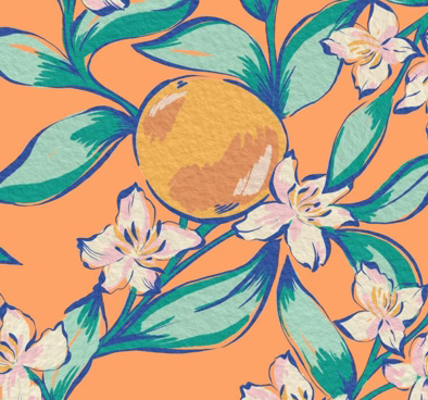 ORANGE GARDEN botanical tropical pattern. Ботанический узор — Изображение №3 — Иллюстрация, Графика на Dprofile