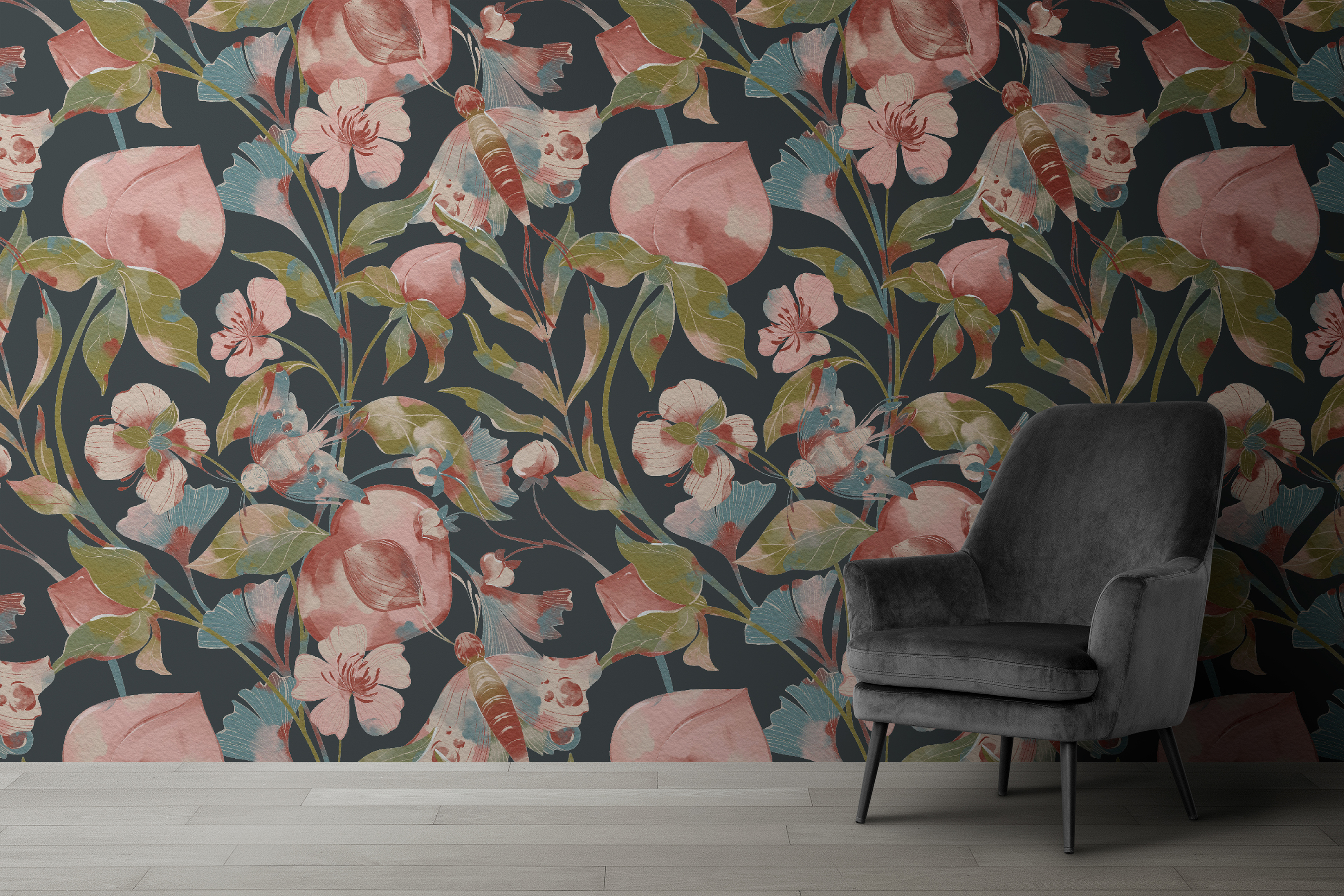 PEACH BLOSSOM. Botanical seamless pattern — Изображение №1 — Иллюстрация, Графика на Dprofile