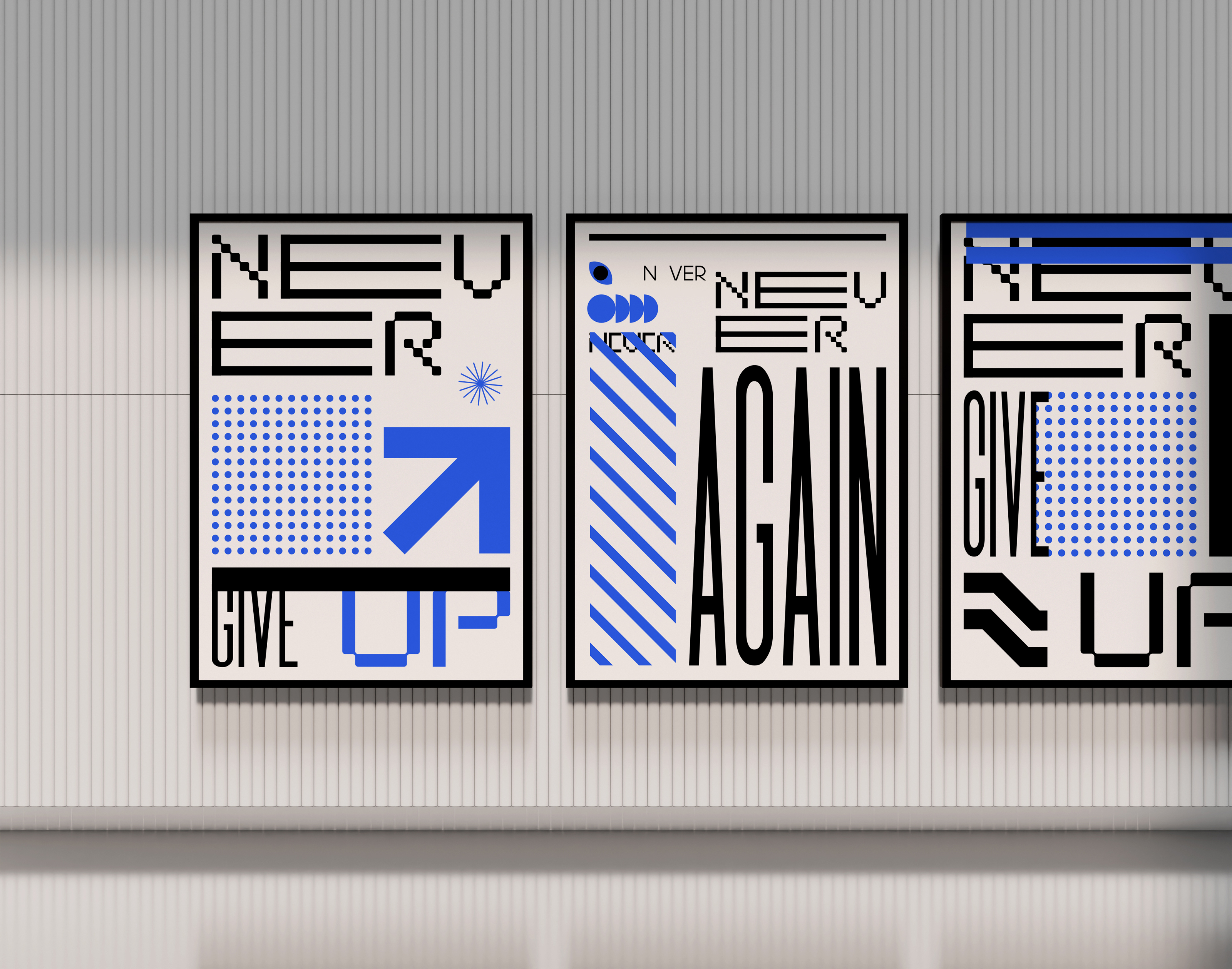 Постер триптих Never give up Never again — Изображение №1 — Графика, Маркетинг на Dprofile