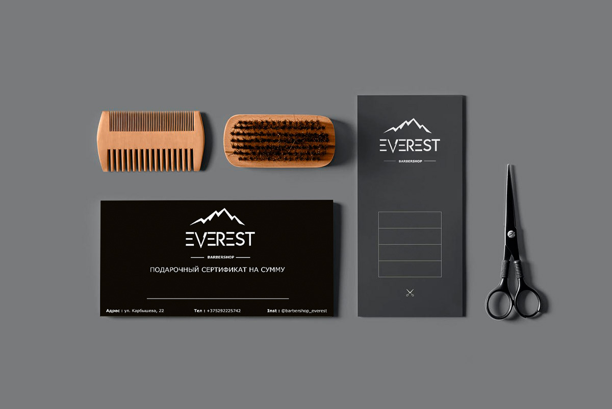 Фирменный стиль для барбершопа EVEREST — Изображение №11 — Брендинг, Графика на Dprofile