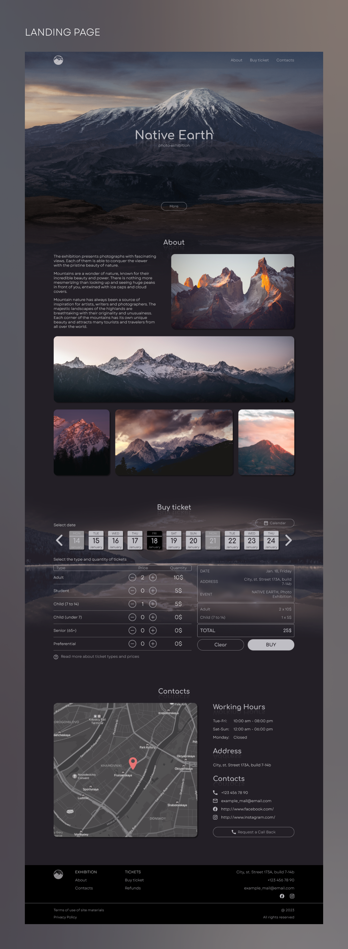 Landing page for Photo Exhibition — Изображение №6 — Интерфейсы на Dprofile