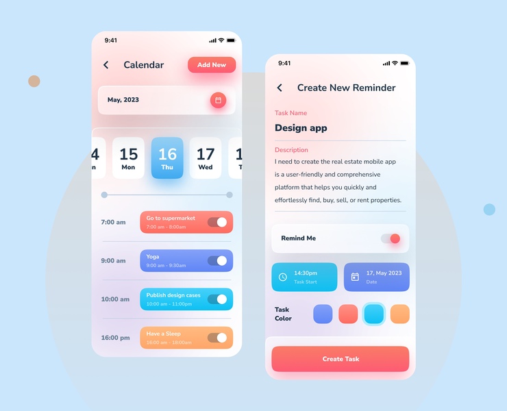Reminder App — Интерфейсы на Dprofile