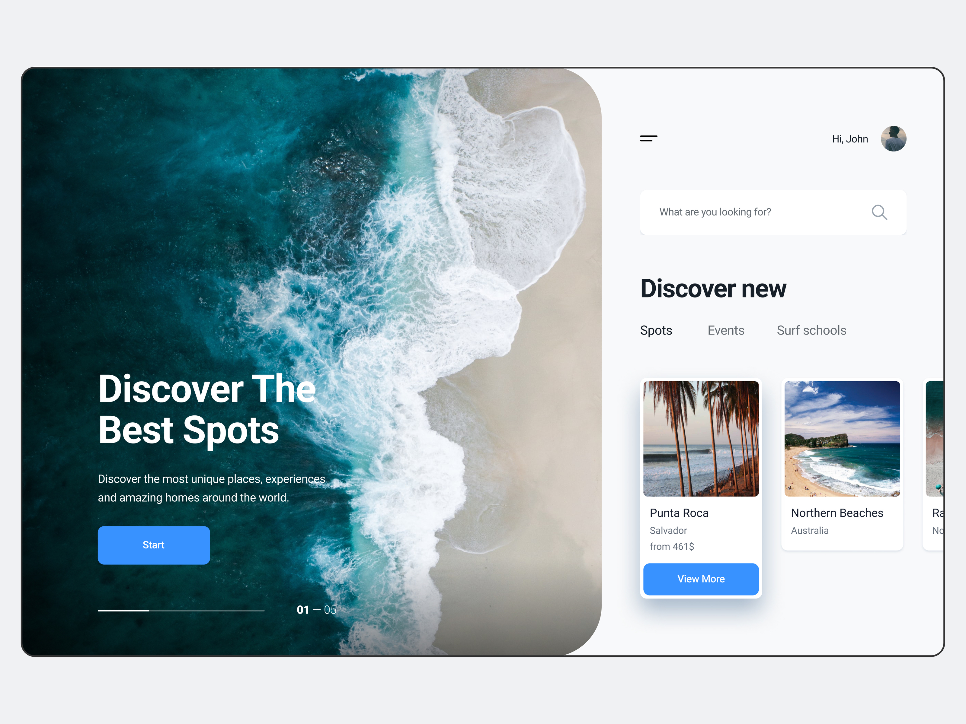 Surf Schools & Spots Marketplace Landing Page — Изображение №1 — Интерфейсы на Dprofile