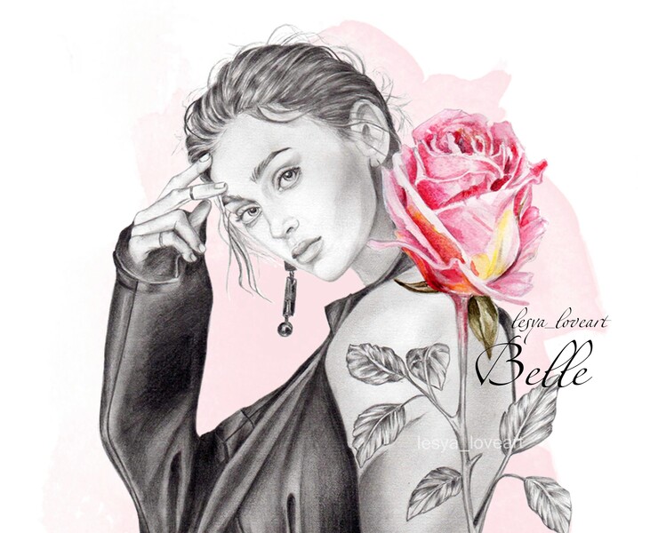 Rose & Girl — Иллюстрация, Графика на Dprofile