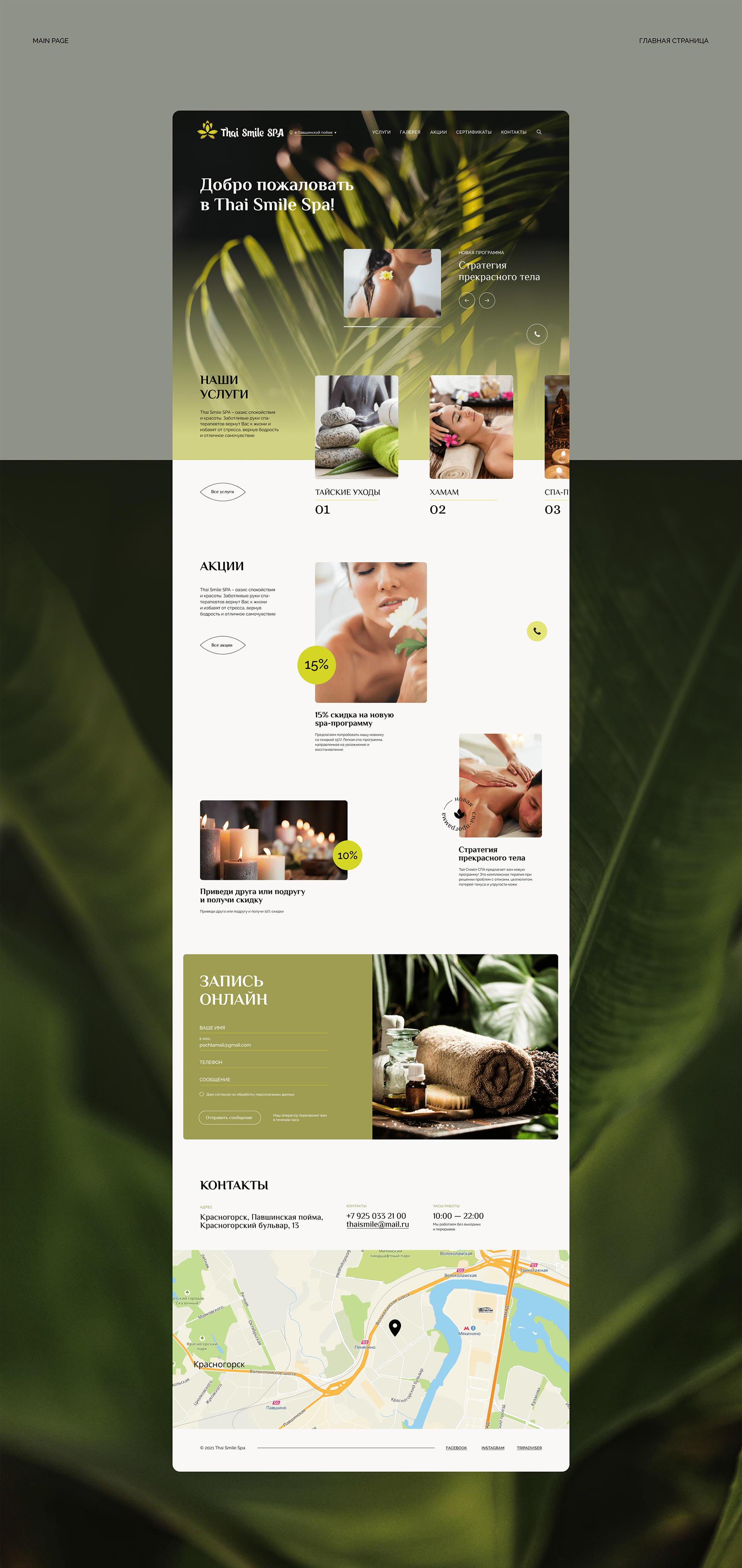 Thai Smile Spa | Веб-дизайн — Изображение №2 — Интерфейсы, Брендинг на Dprofile