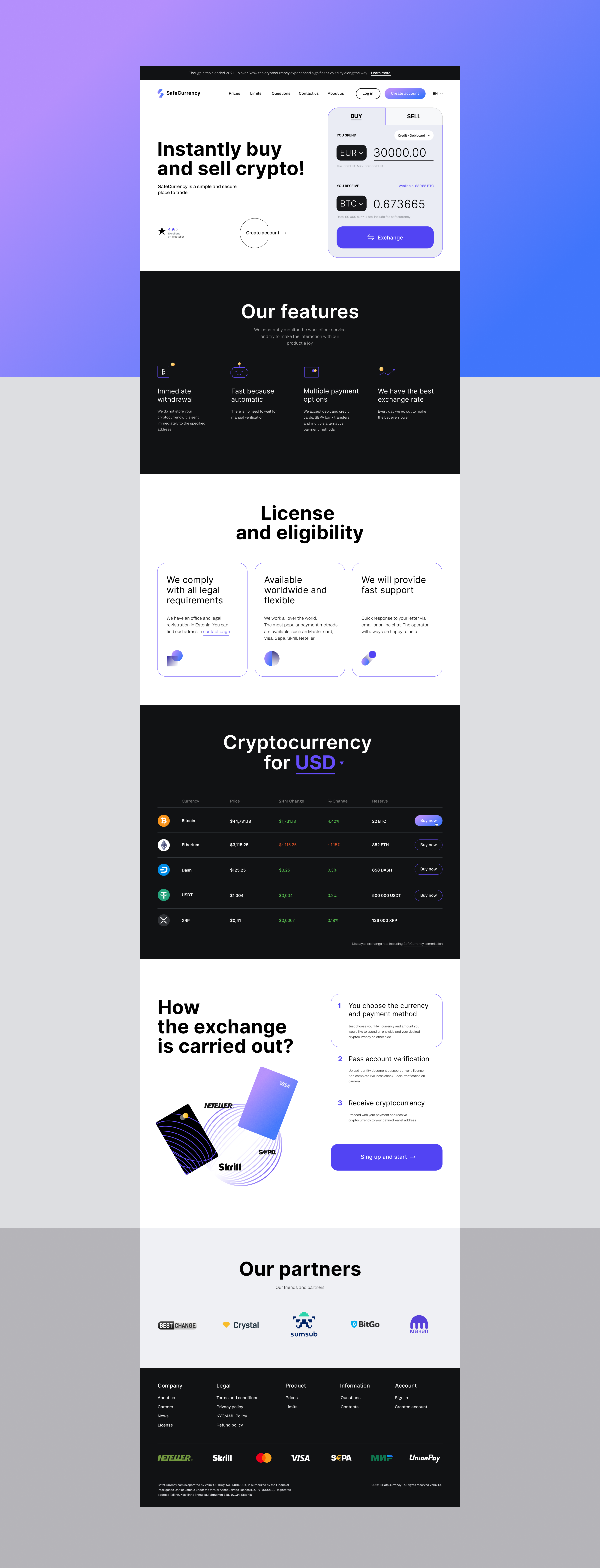 SafeCurrency | Веб-дизайн — Изображение №3 — Интерфейсы, Иллюстрация на Dprofile
