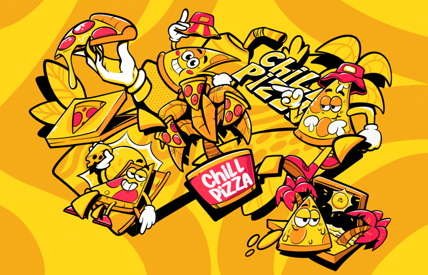 Chill pizza Illustration — Изображение №1 — Брендинг, Иллюстрация на Dprofile