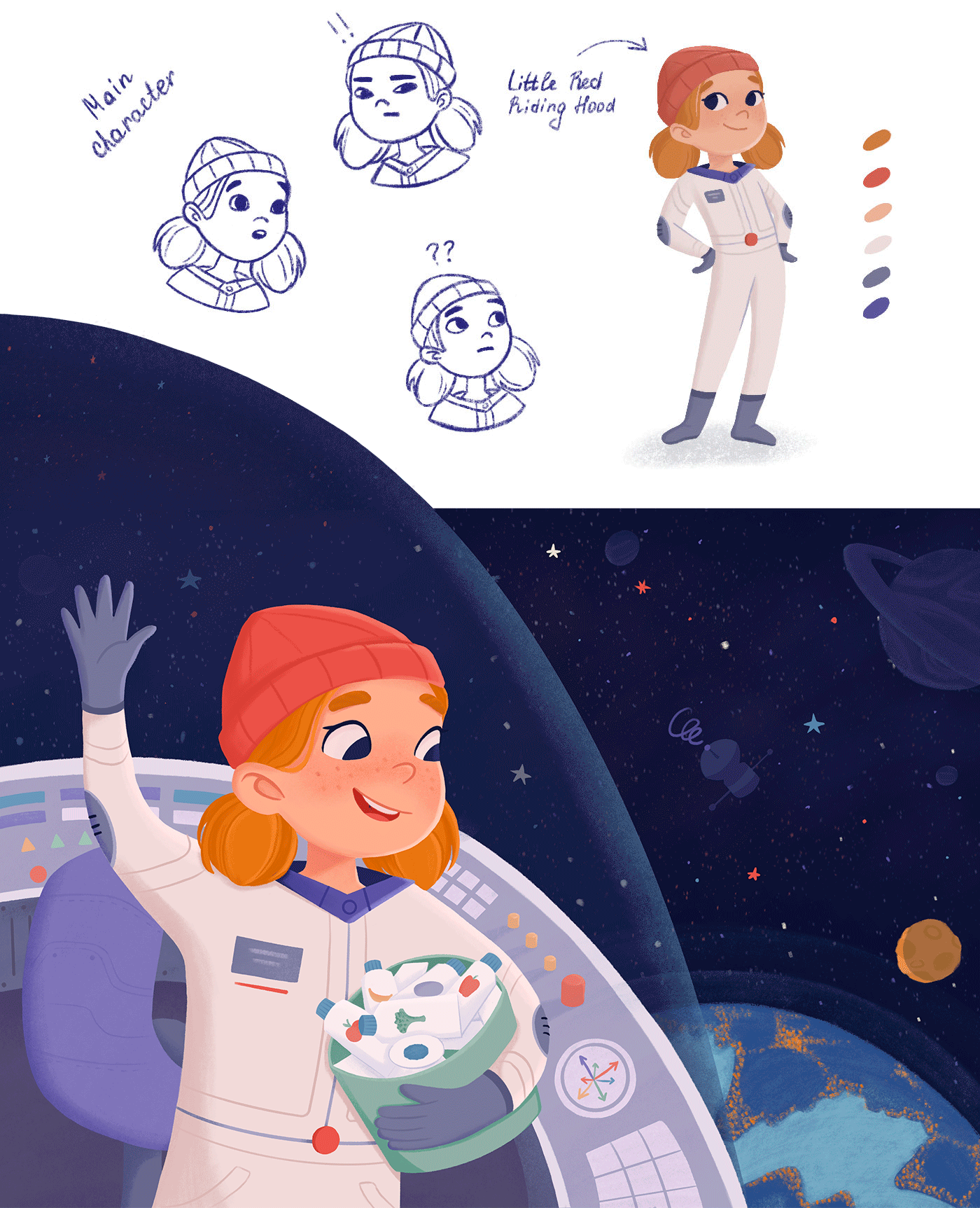 Little Red Riding Hood's Space Adventure — Изображение №2 — Иллюстрация на Dprofile