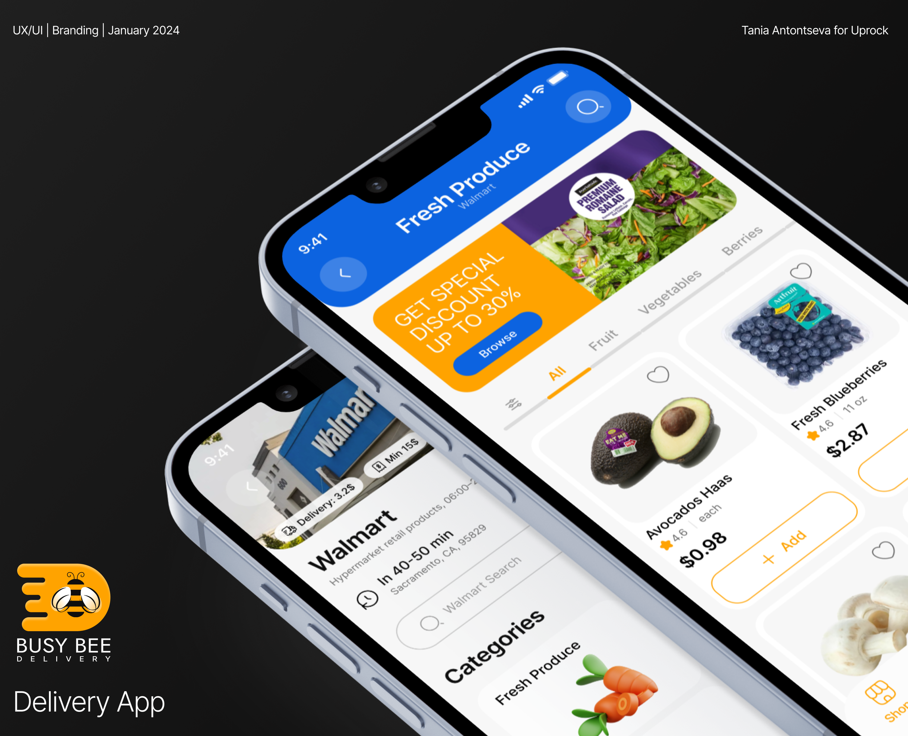 UX/UI мобильное приложение доставка. Delivery mobile app — Интерфейсы, Брендинг на Dprofile