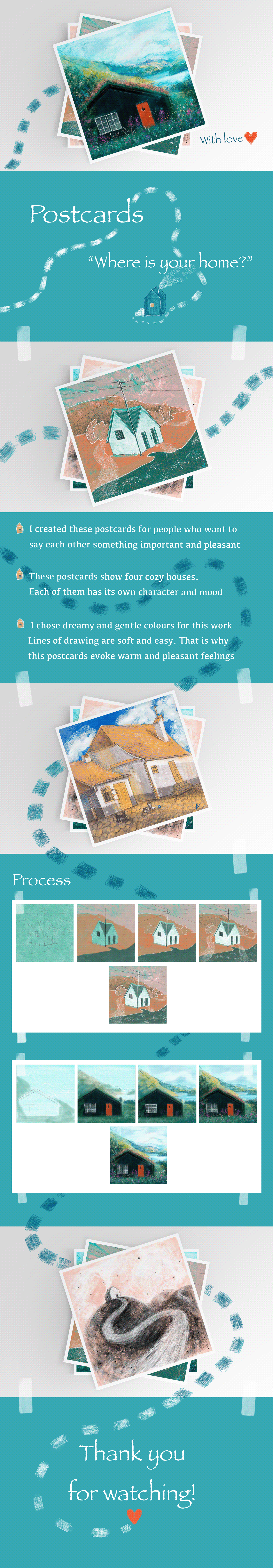 Postcards “Where is your home?” — Изображение №1 — Иллюстрация, Графика на Dprofile