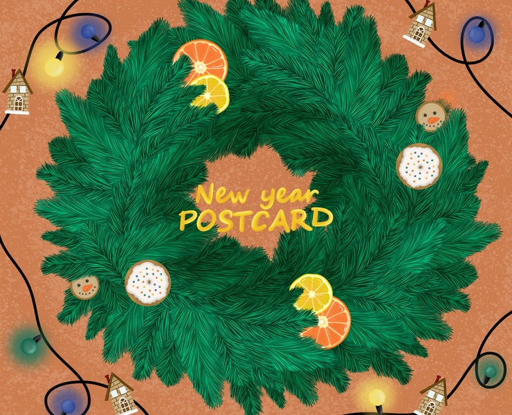 NEW YEAR POSTCARD — Иллюстрация, Графика на Dprofile
