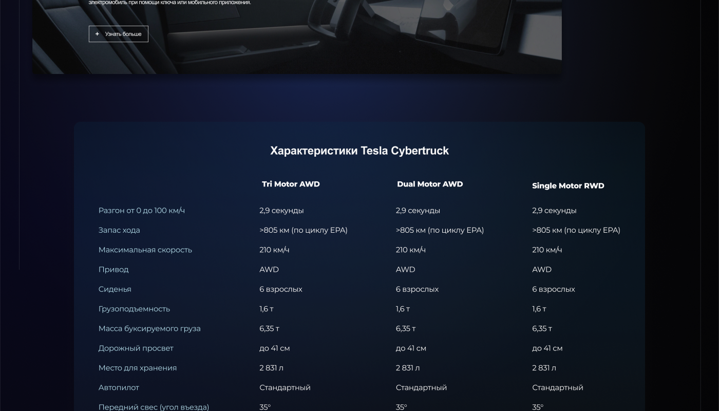 Tesla cybertruck | landing page — Изображение №18 — Интерфейсы, Графика на Dprofile