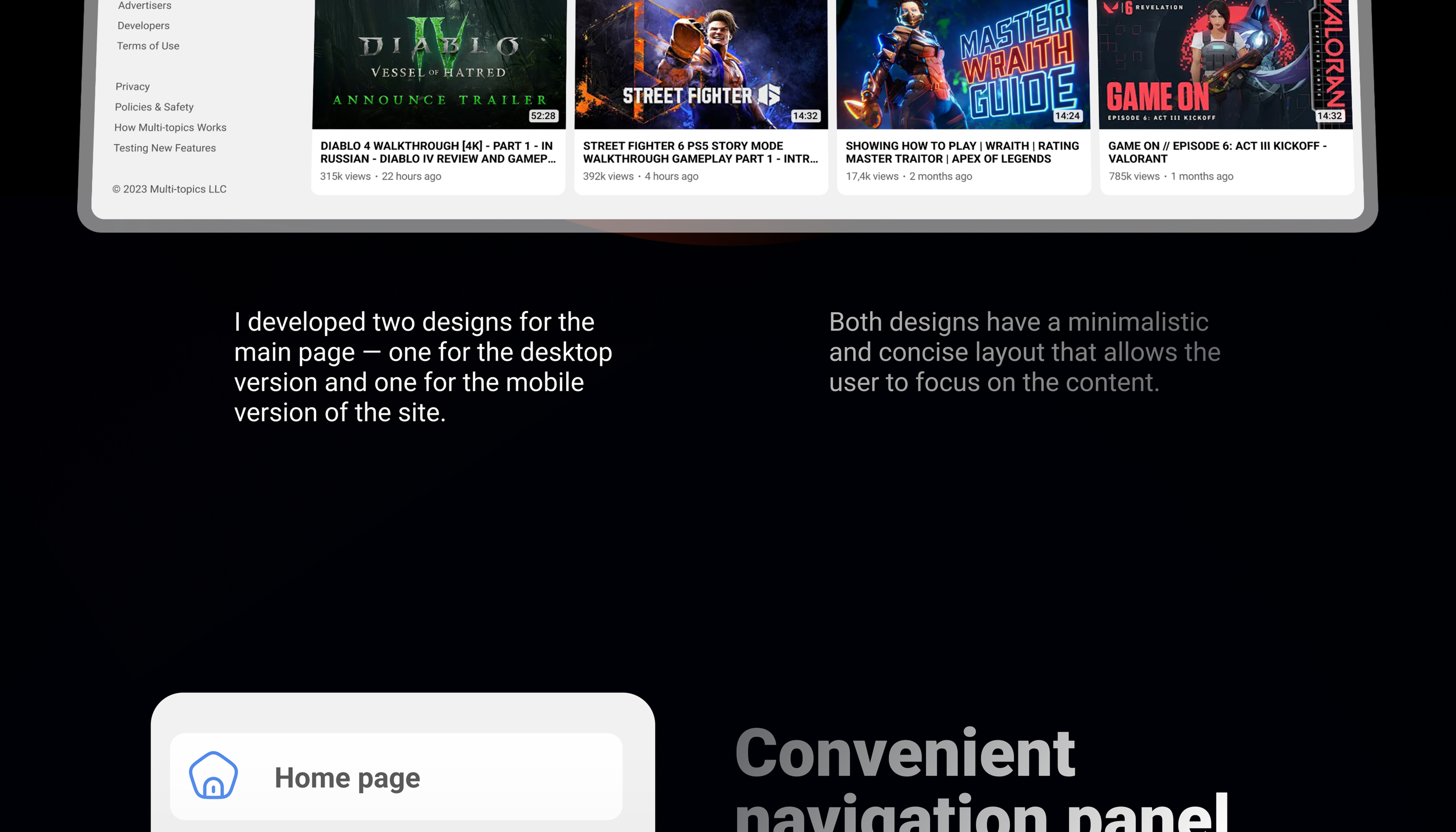 Multi-topics - видеохостинг | UX/UI Design — Изображение №16 — Интерфейсы, Брендинг на Dprofile