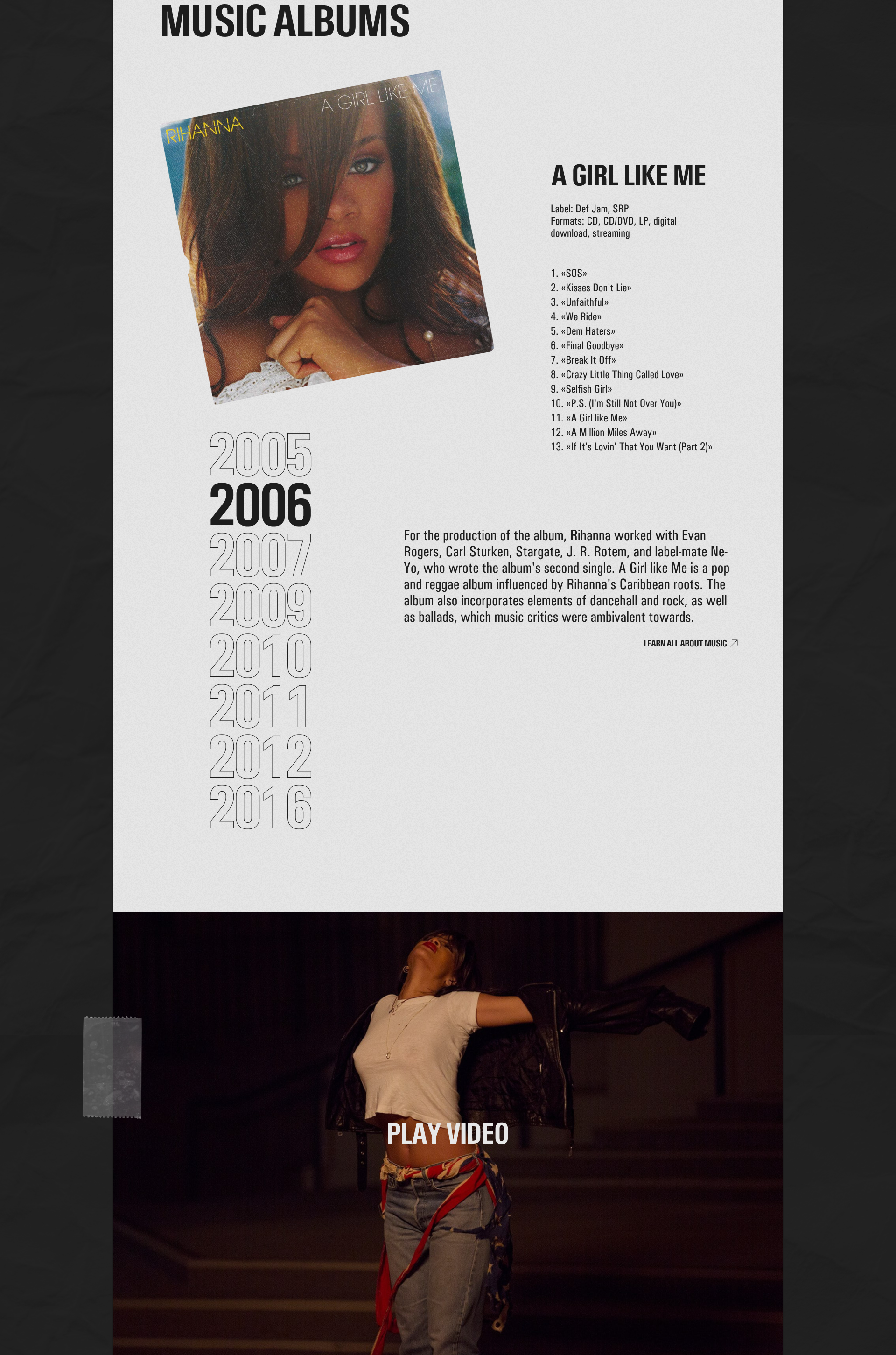 Website concept | Rihanna — Изображение №6 — Интерфейсы, Иллюстрация на Dprofile