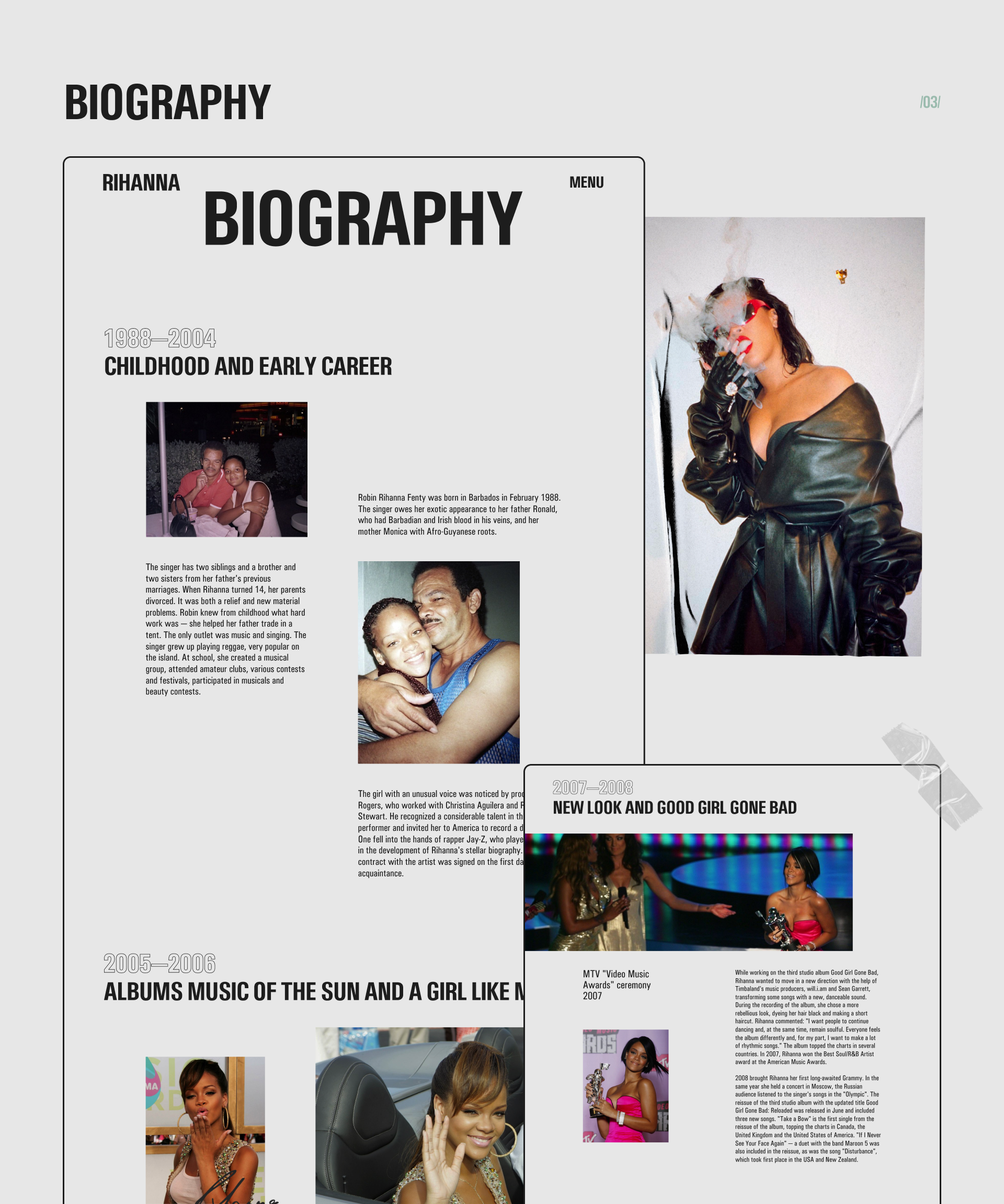 Website concept | Rihanna — Изображение №9 — Интерфейсы, Иллюстрация на Dprofile