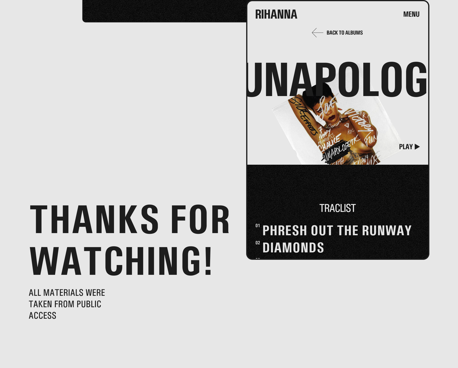 Website concept | Rihanna — Изображение №16 — Интерфейсы, Иллюстрация на Dprofile