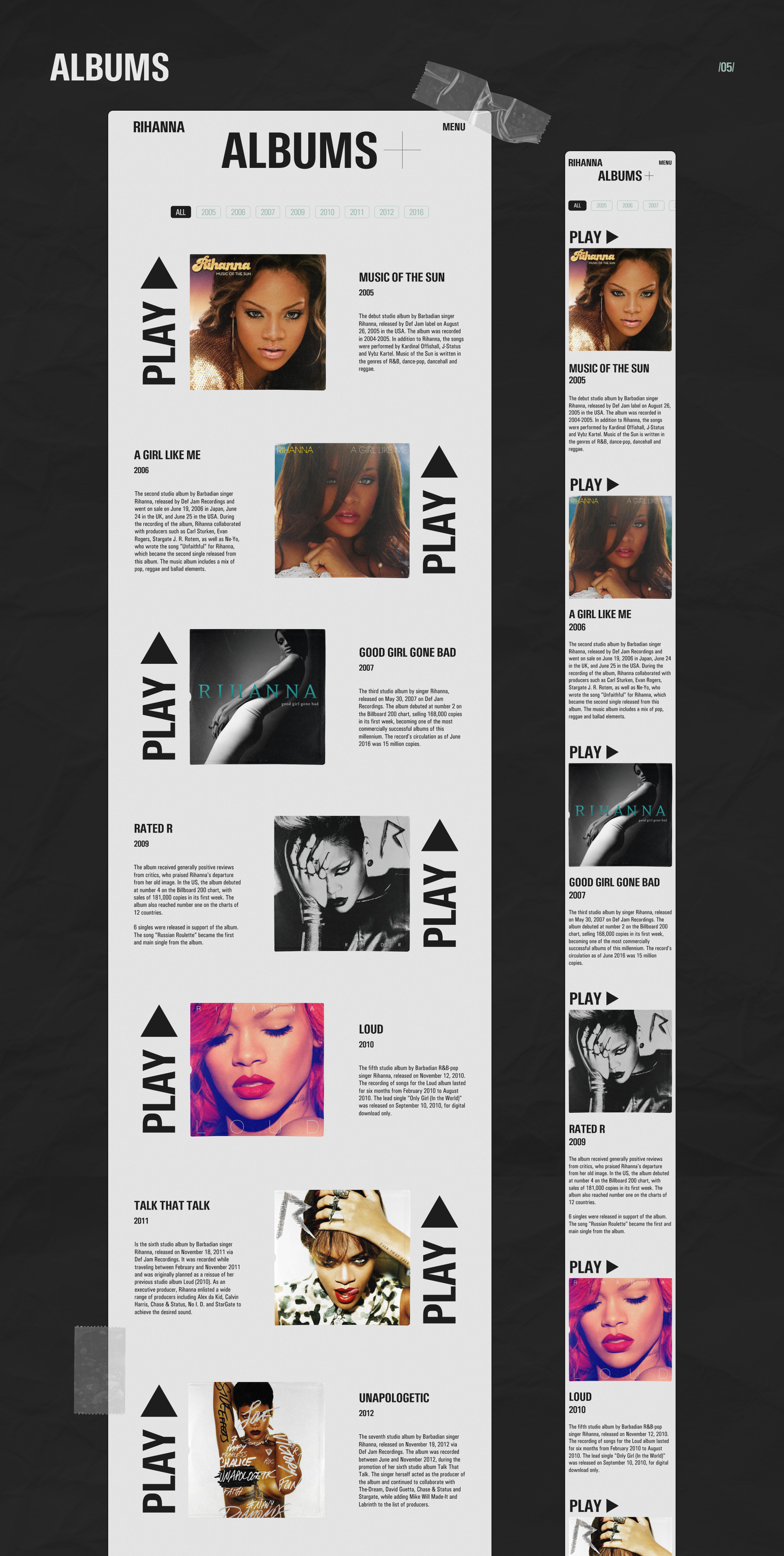 Website concept | Rihanna — Изображение №13 — Интерфейсы, Иллюстрация на Dprofile