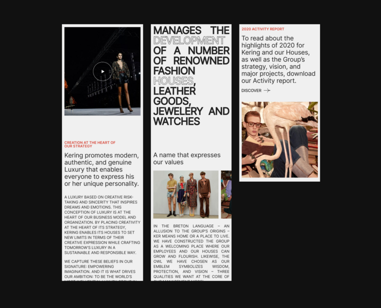 Kering | Corporate Redesign — Интерфейсы на Dprofile