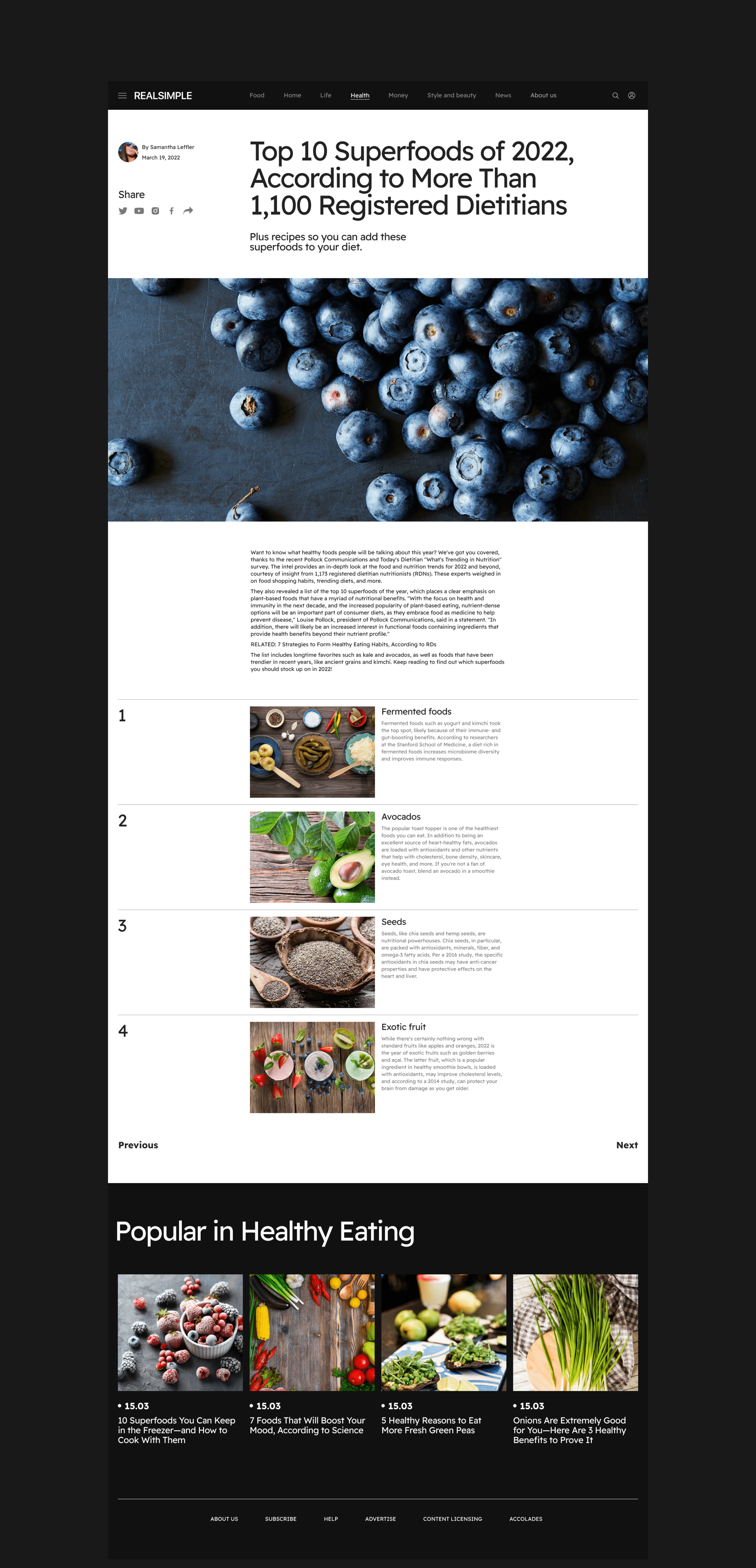 REALSIMPLE | News site — Изображение №5 — Интерфейсы на Dprofile