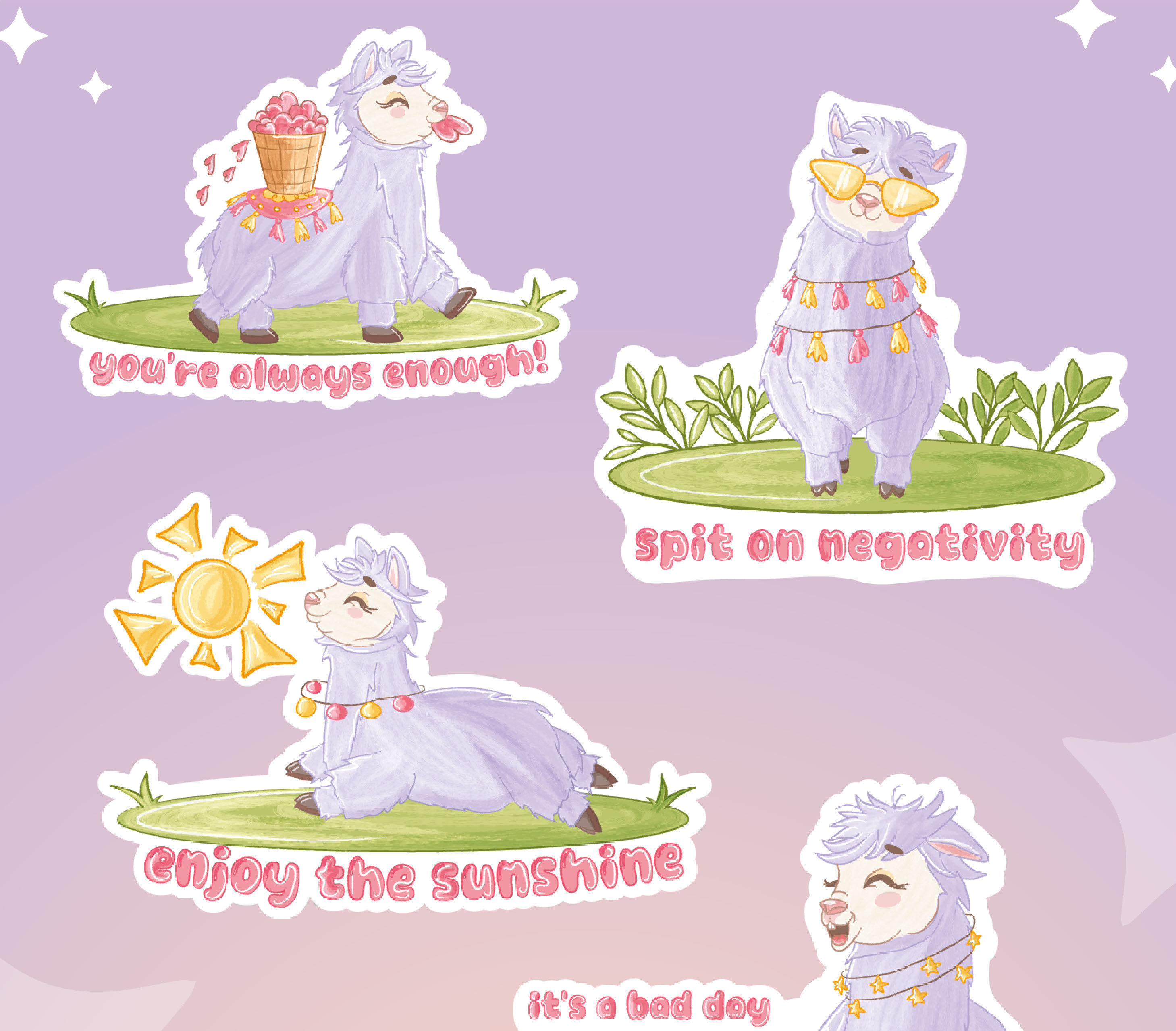 Милая альпака - векторные стикеры — Изображение №2 — Иллюстрация на Dprofile