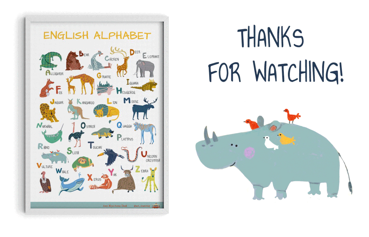 English animal alphabet — Изображение №11 — Иллюстрация, Графика на Dprofile