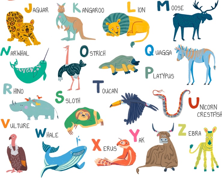 English animal alphabet — Иллюстрация, Графика на Dprofile