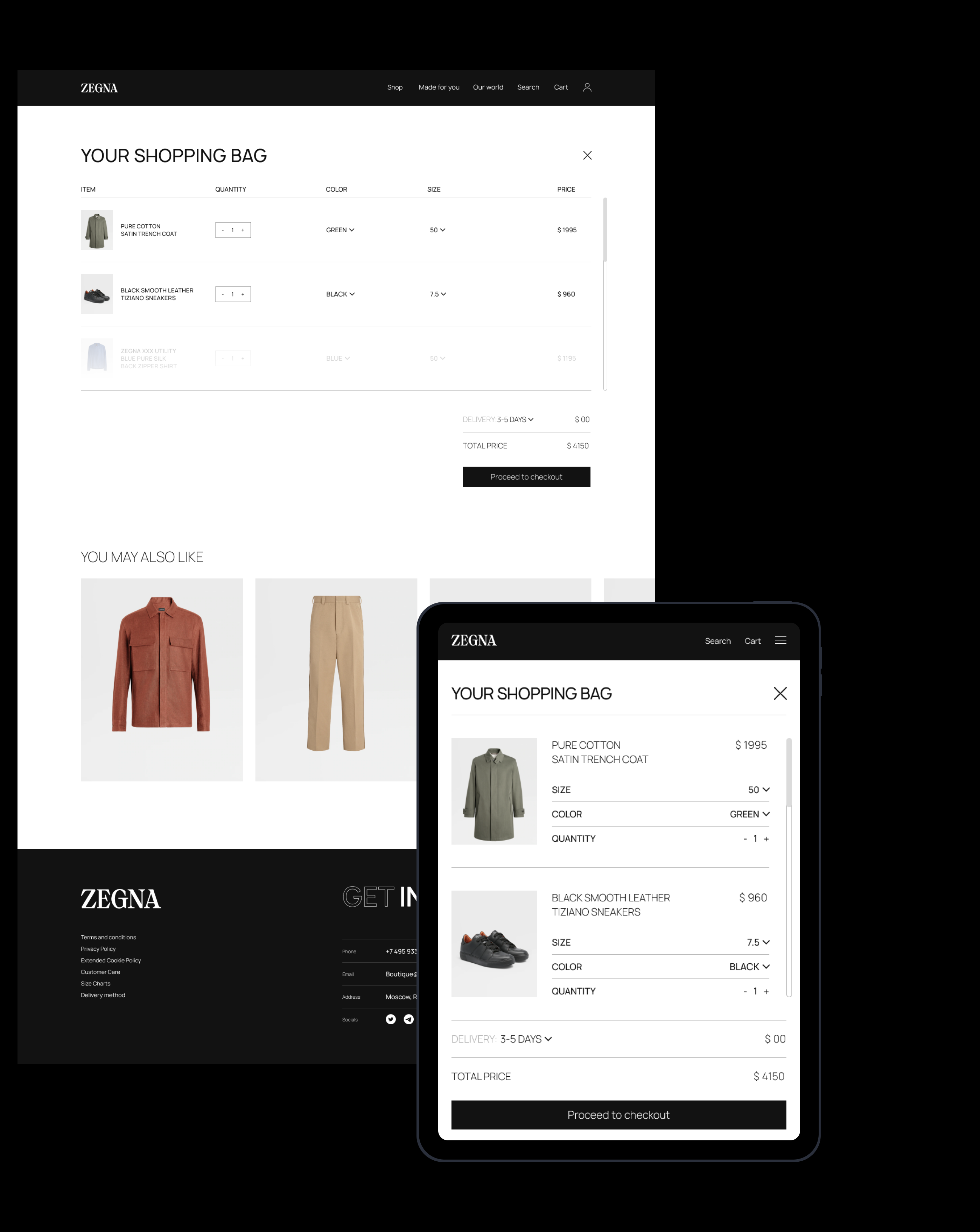 Ermenegildo Zegna: редизайн сайта-бутика — Изображение №9 — Интерфейсы, Брендинг на Dprofile